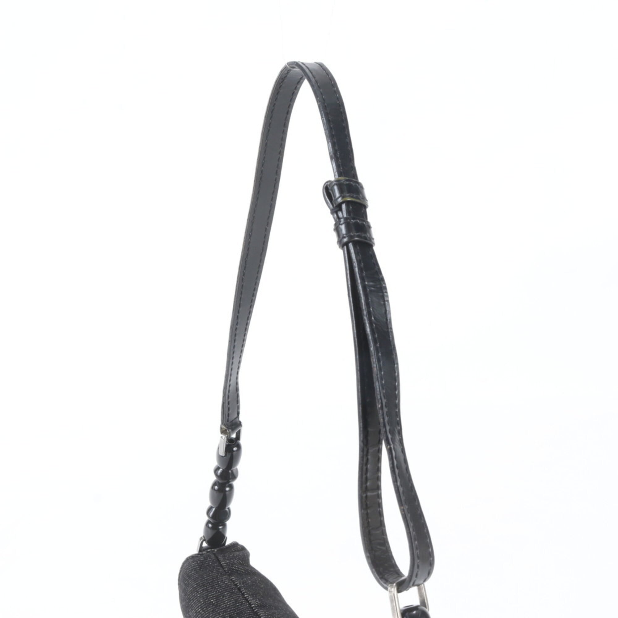 Christian Dior Black Leather Canvas Handbag Shoulder Bag Tote Bag (Pre-Owned)