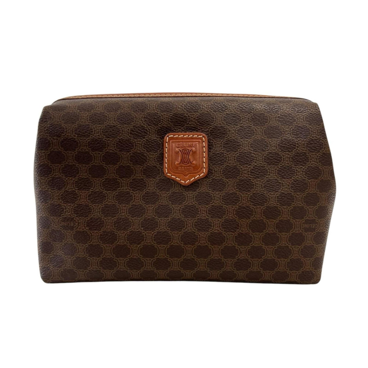 Celine Brown Coated Canvas Leather Pouch (Pre-Owned)