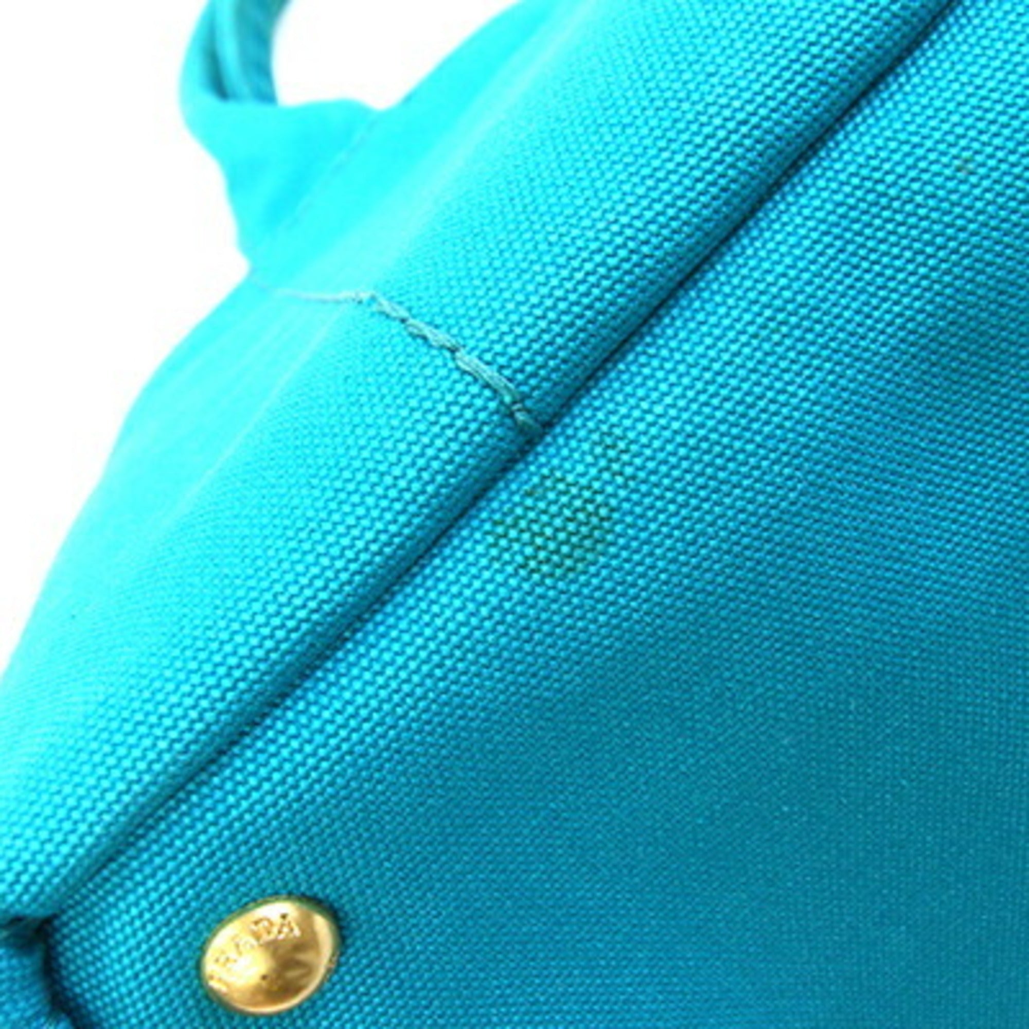 Prada Blue Green Yellow Canapa Canvas Handbag Tote Bag (Pre-Owned)