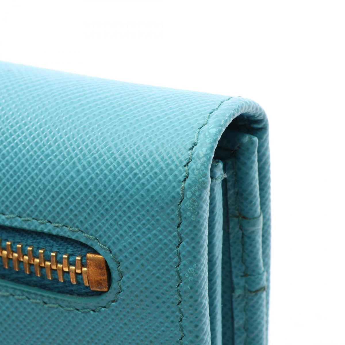 Prada Blue Leather Long Wallet (Bi-Fold) (Pre-Owned)
