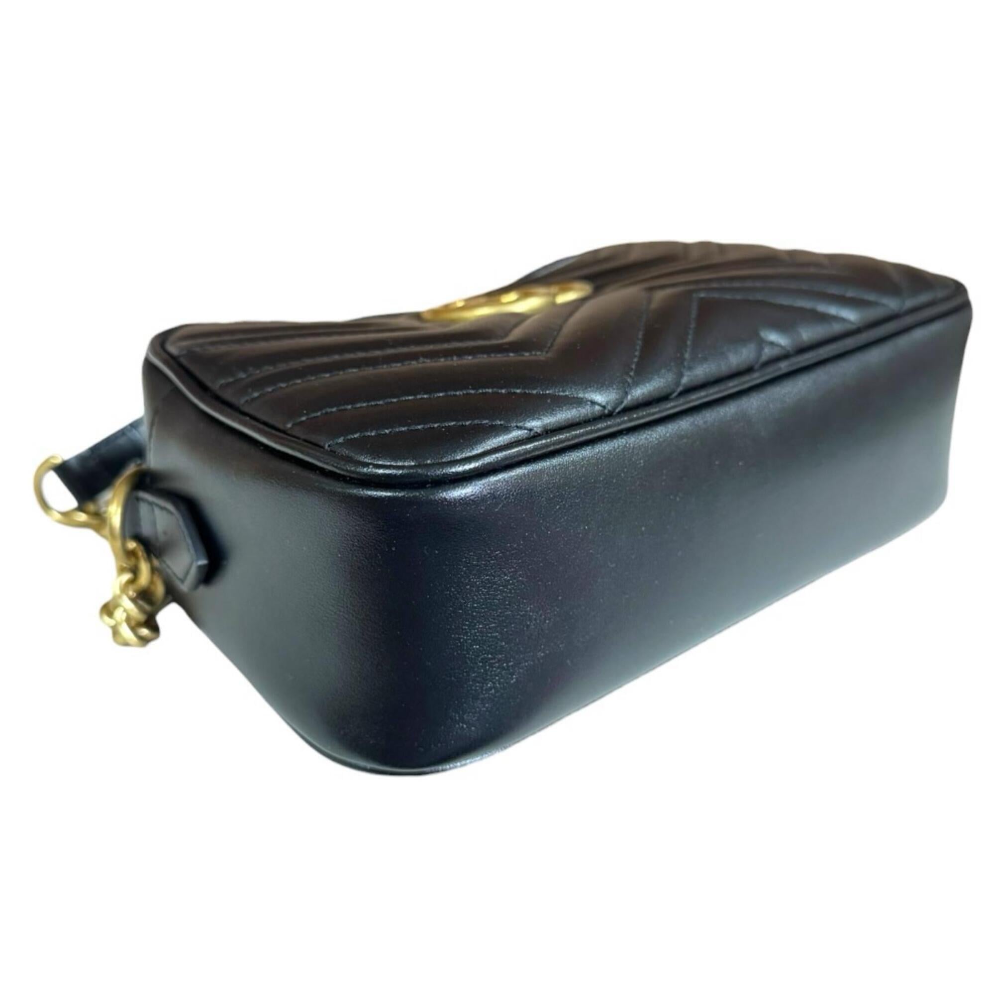 Gucci Gg Marmont Black Leather Shoulder Bag (Pre-Owned)
