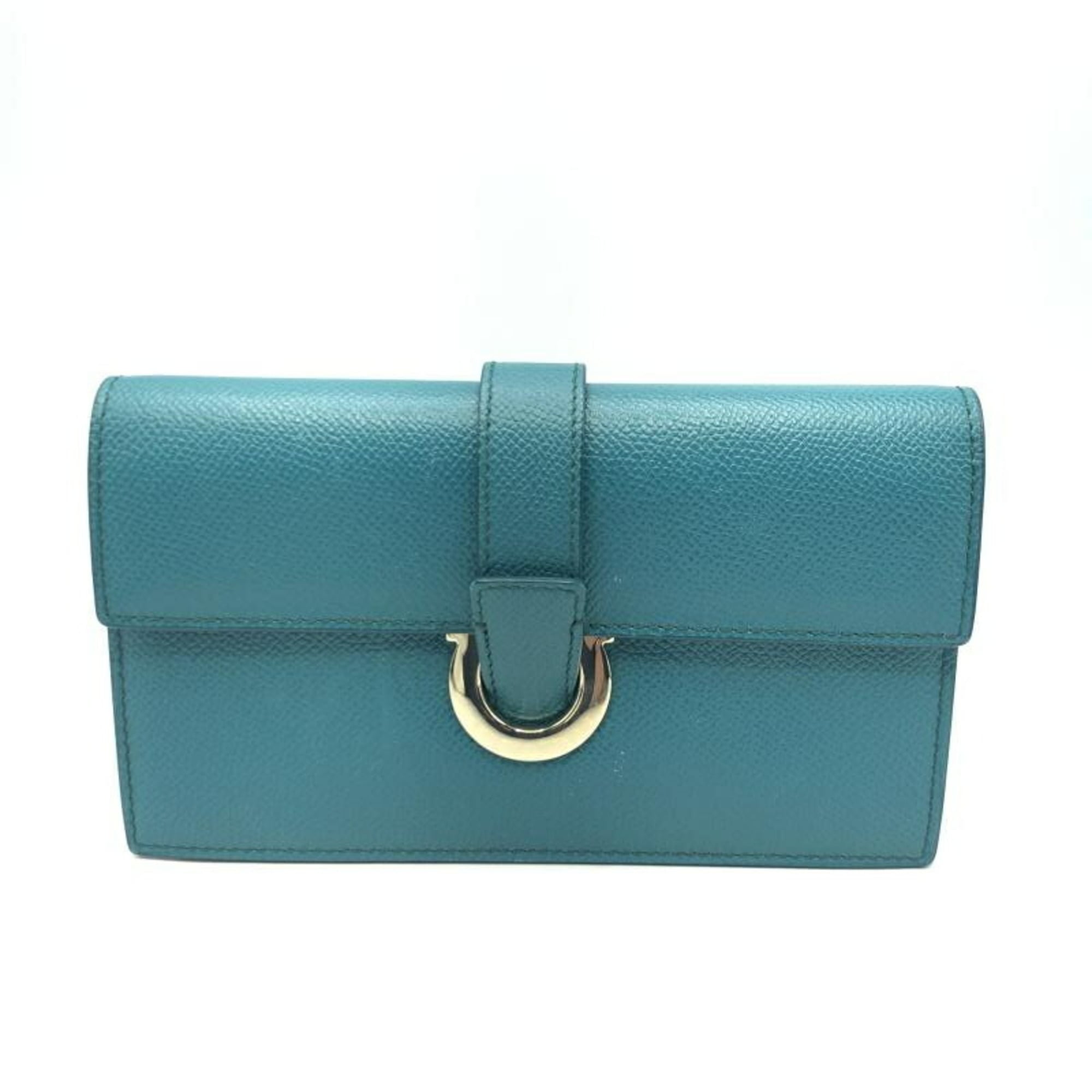 Salvatore Ferragamo Gancini Blue Turquoise Shoulder Bag (Pre-Owned)