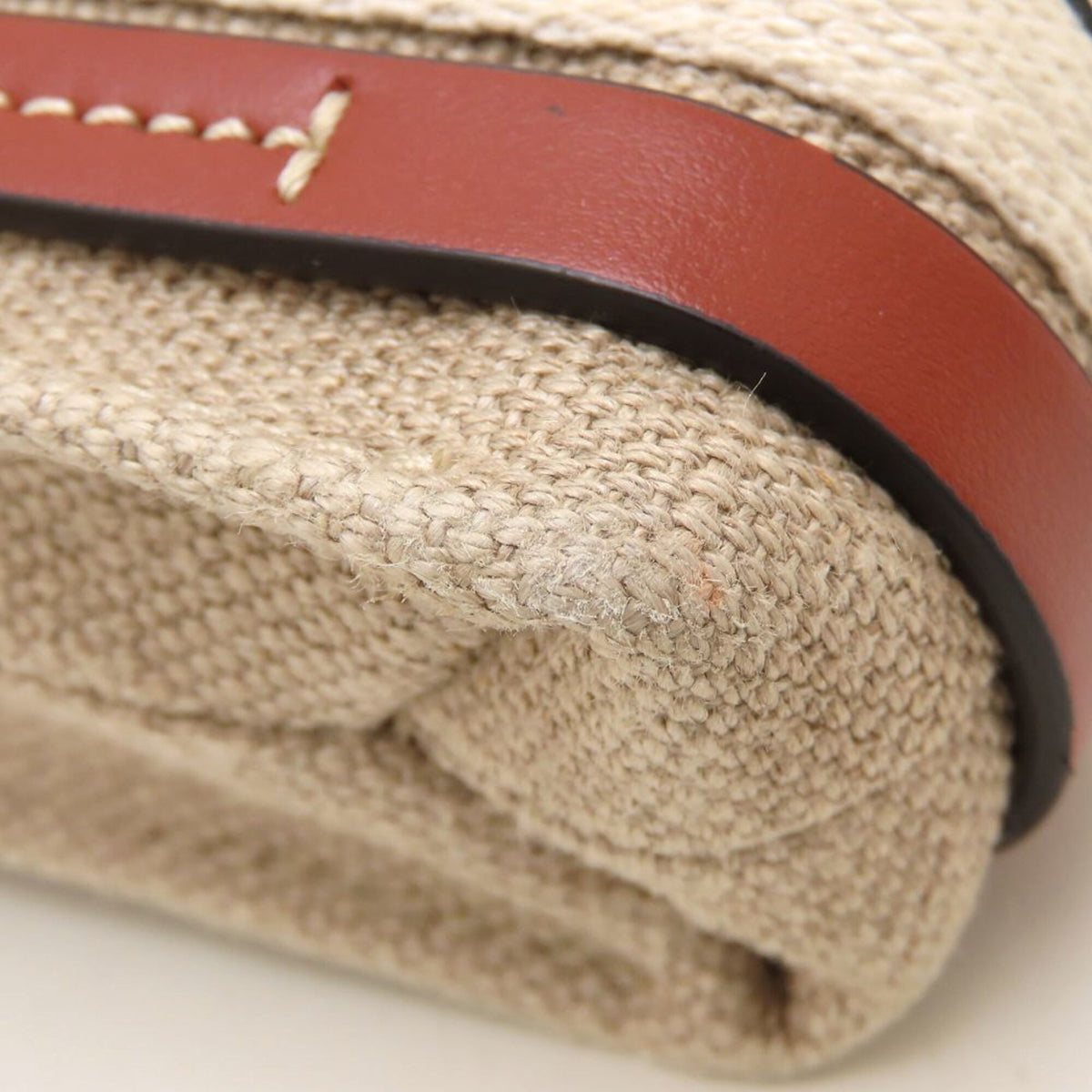Chloé Brown White Linen Leather Shoulder Bag (Pre-Owned)