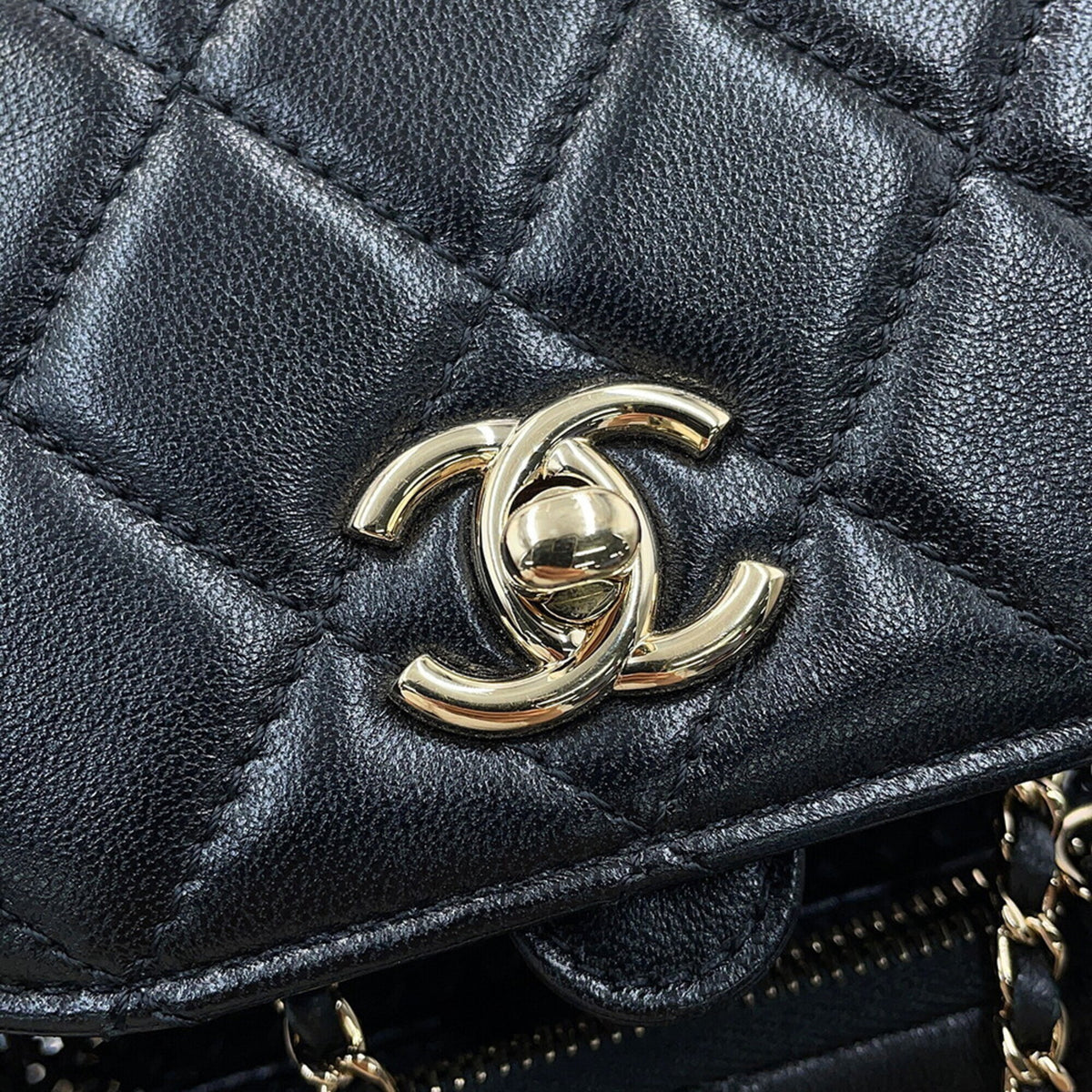 Chanel Matelasse Black Mesh Leather Backpack (Pre-Owned)