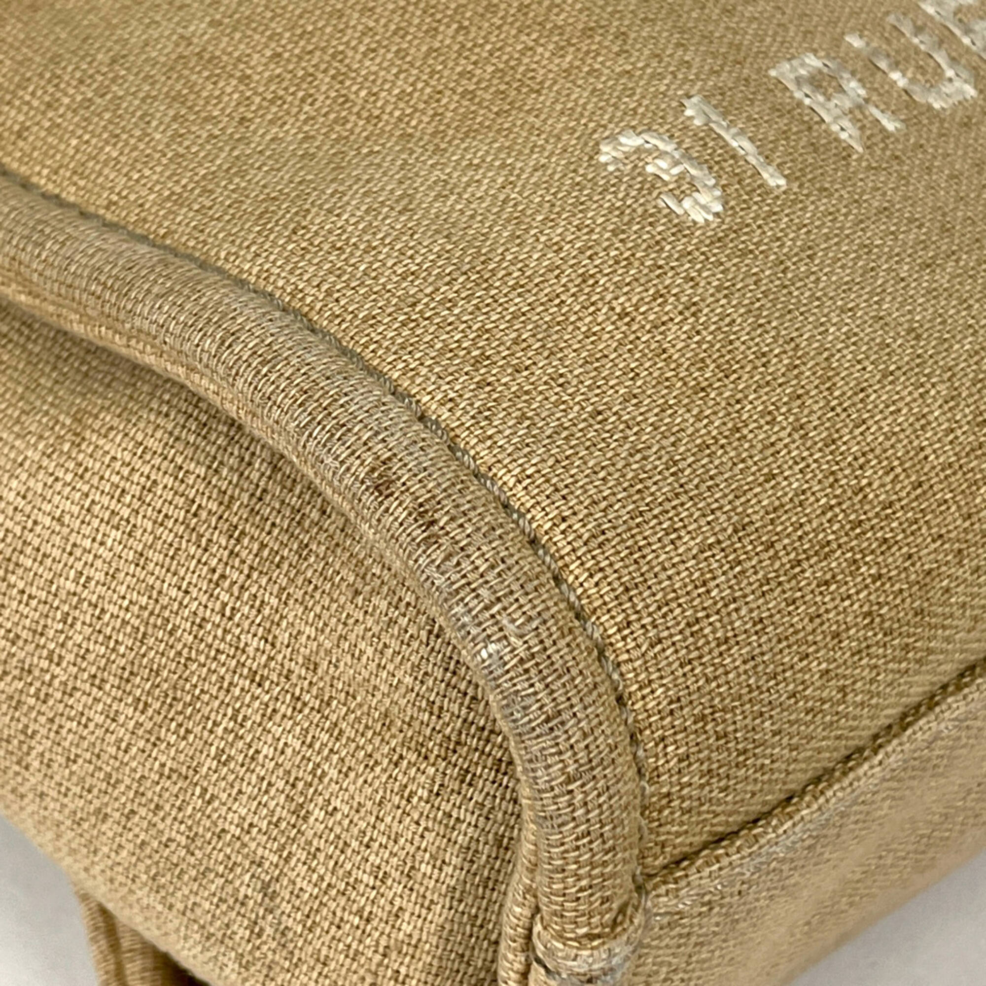 Chanel Beige Canvas Leather Tote Bag (Pre-Owned)