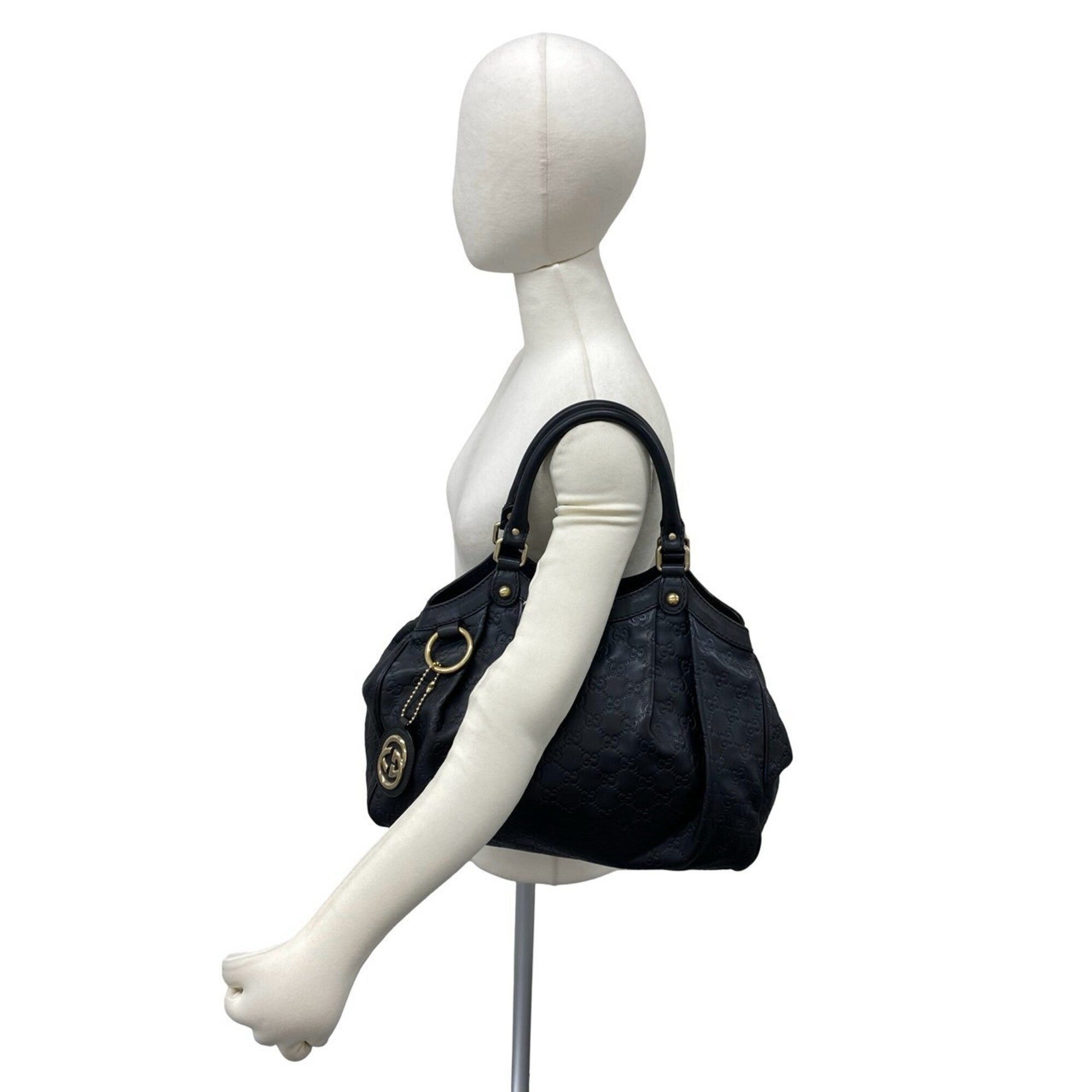 Gucci Black Leather Handbag Shoulder Bag Tote Bag (Pre-Owned)