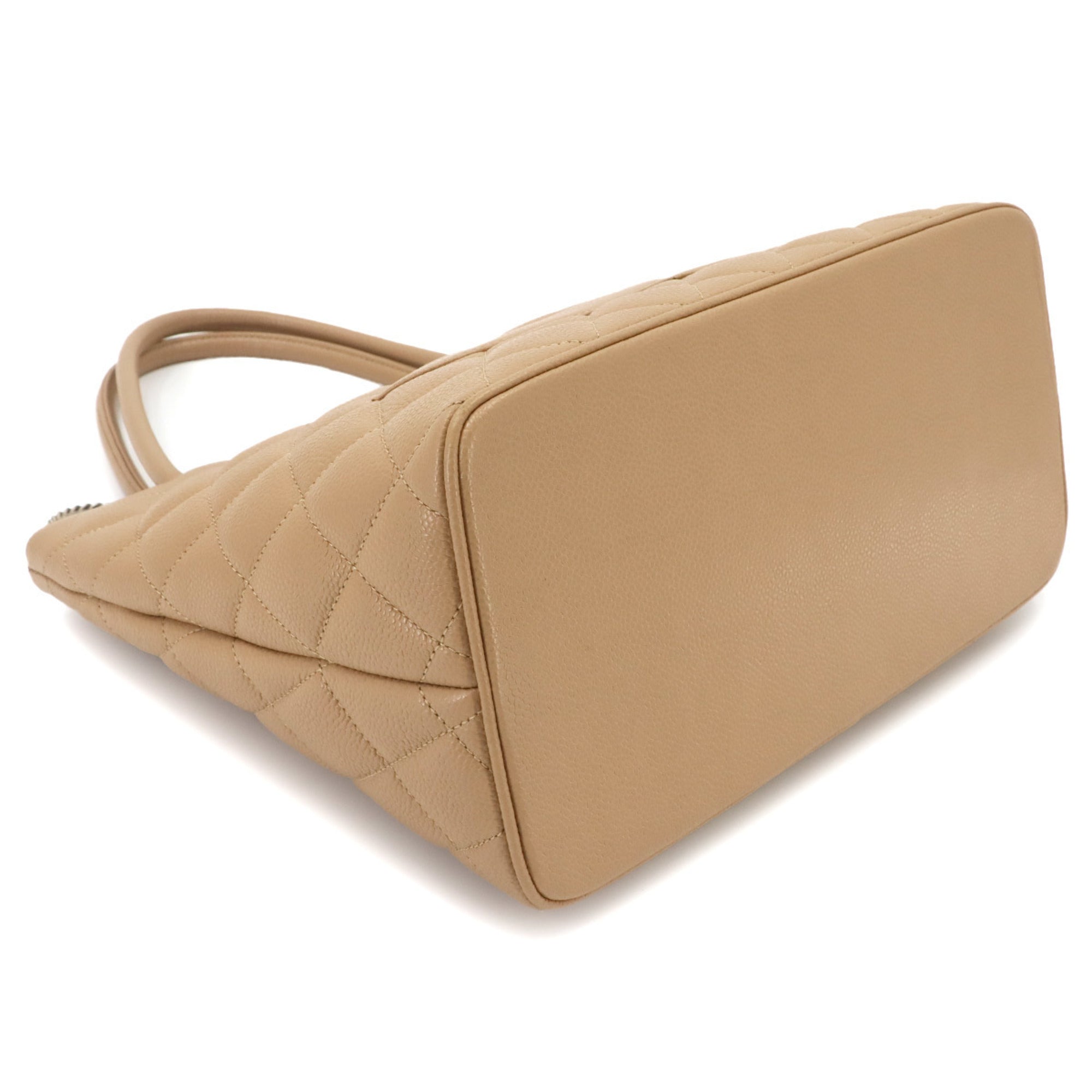 Chanel Beige Grained Calfskin Handbag Tote Bag (Pre-Owned)
