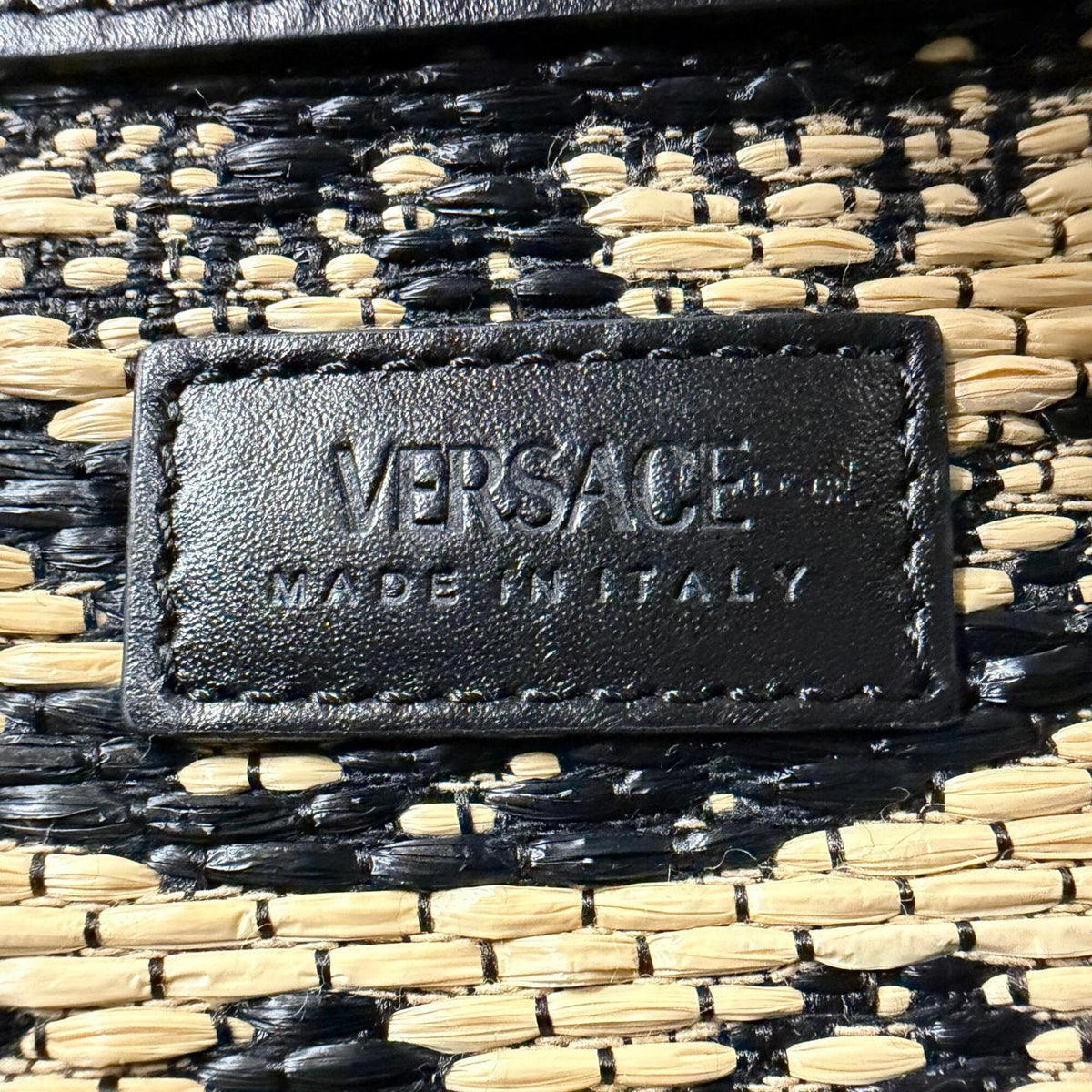 Versace Black Viscose Polyester Cotton Leather Tote Bag (Pre-Owned)