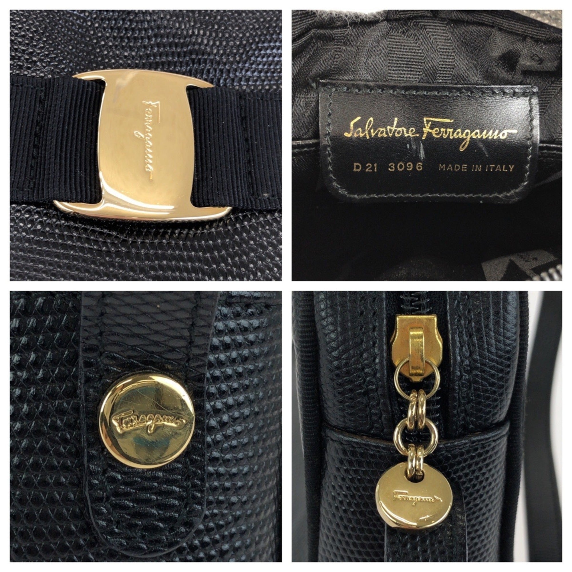 Salvatore Ferragamo Black Leather Pochette Shoulder Bag (Pre-Owned)