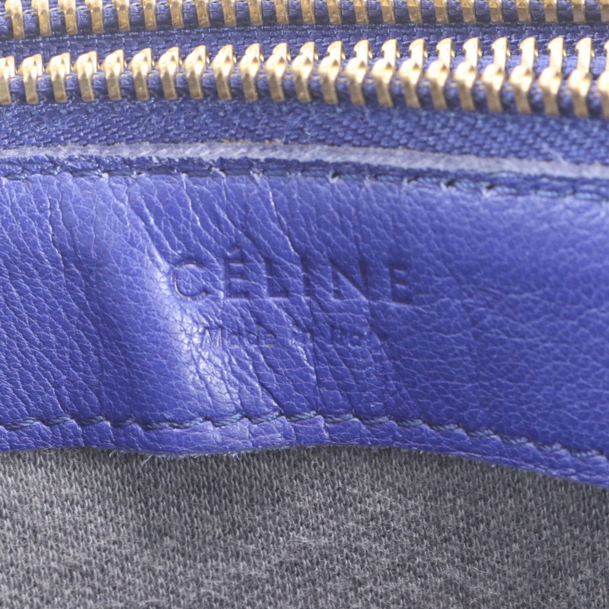 Celine Navy Leather Handbag Shoulder Bag Tote Bag (Pre-Owned)