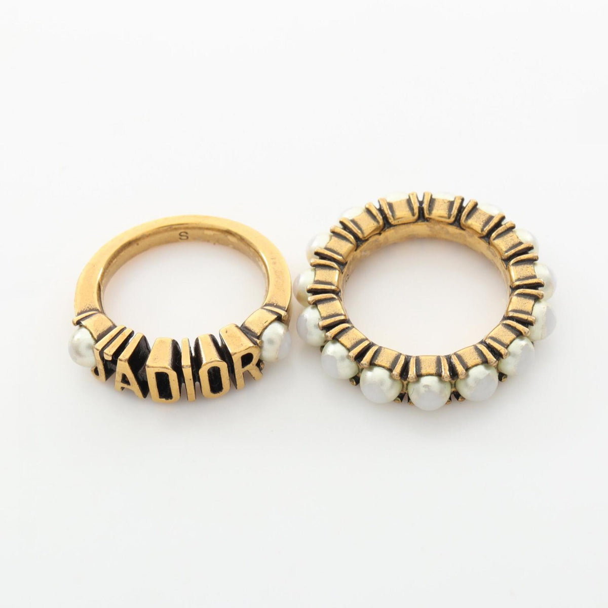 Christian Dior Gold White Gold Plating Band Ring (Pre-Owned)