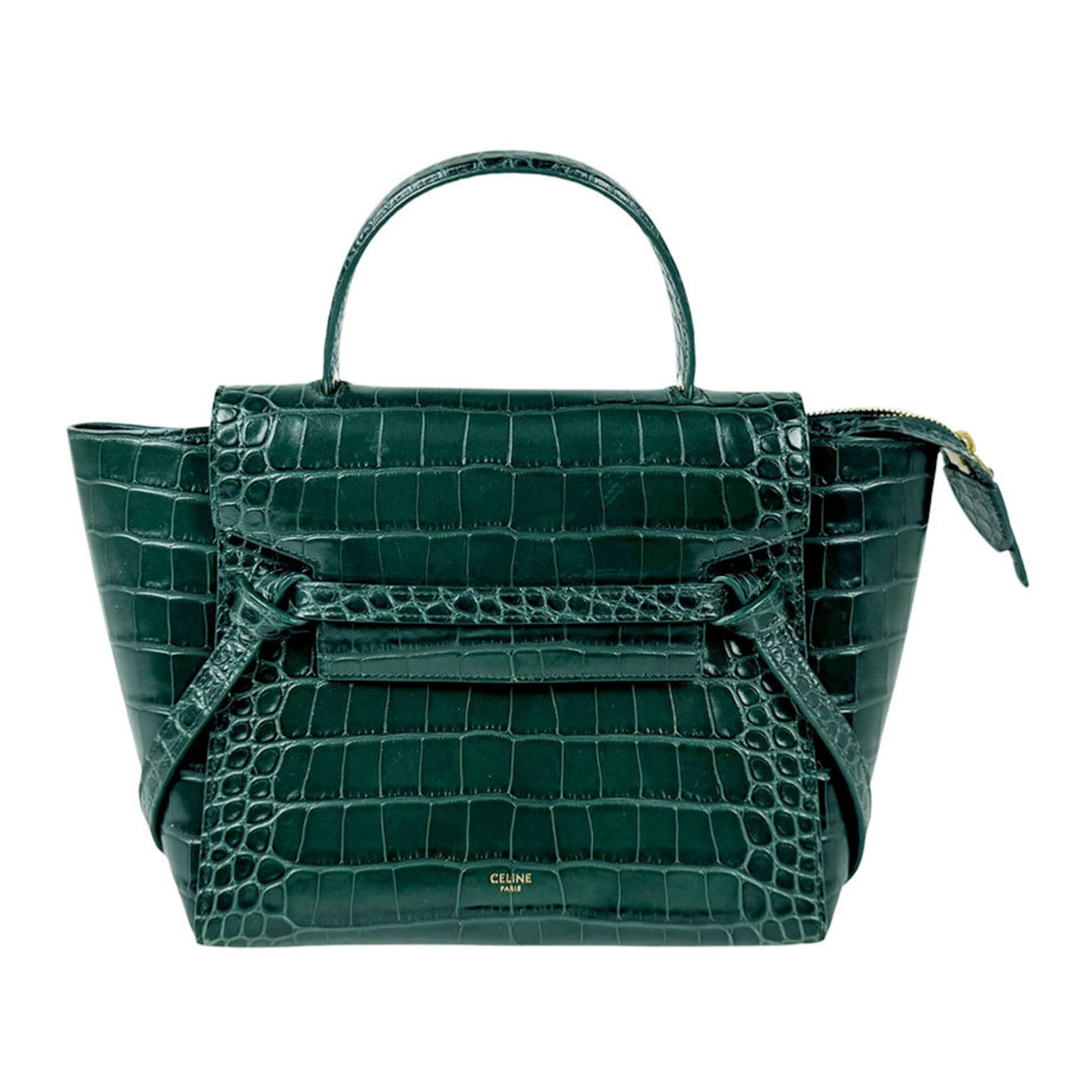 Celine Green Leather Fanny Pack Handbag Shoulder Bag (Pre-Owned)