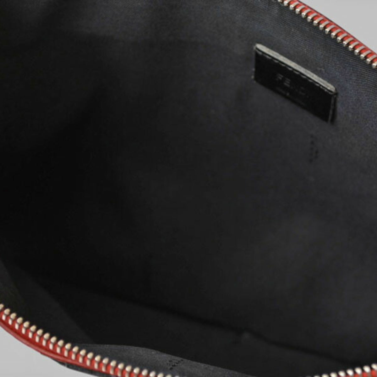 Fendi Black Red Color Canvas Clutch Bag (Pre-Owned)