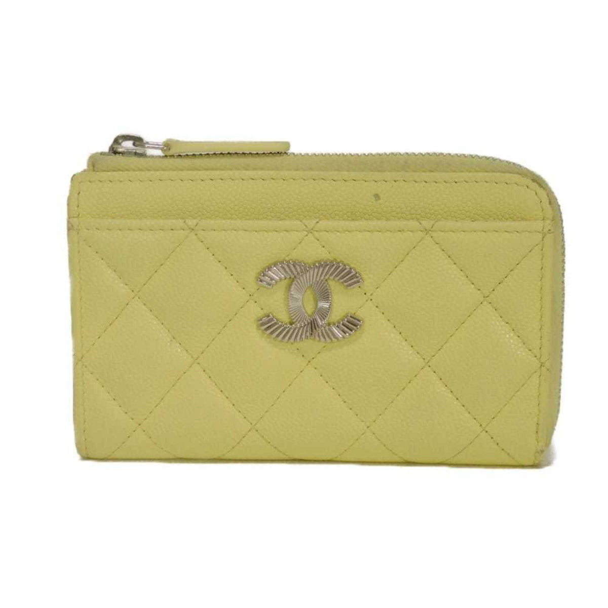 Chanel Yellow Grained Calfskin Coin Purse/Coin Case (Pre-Owned)