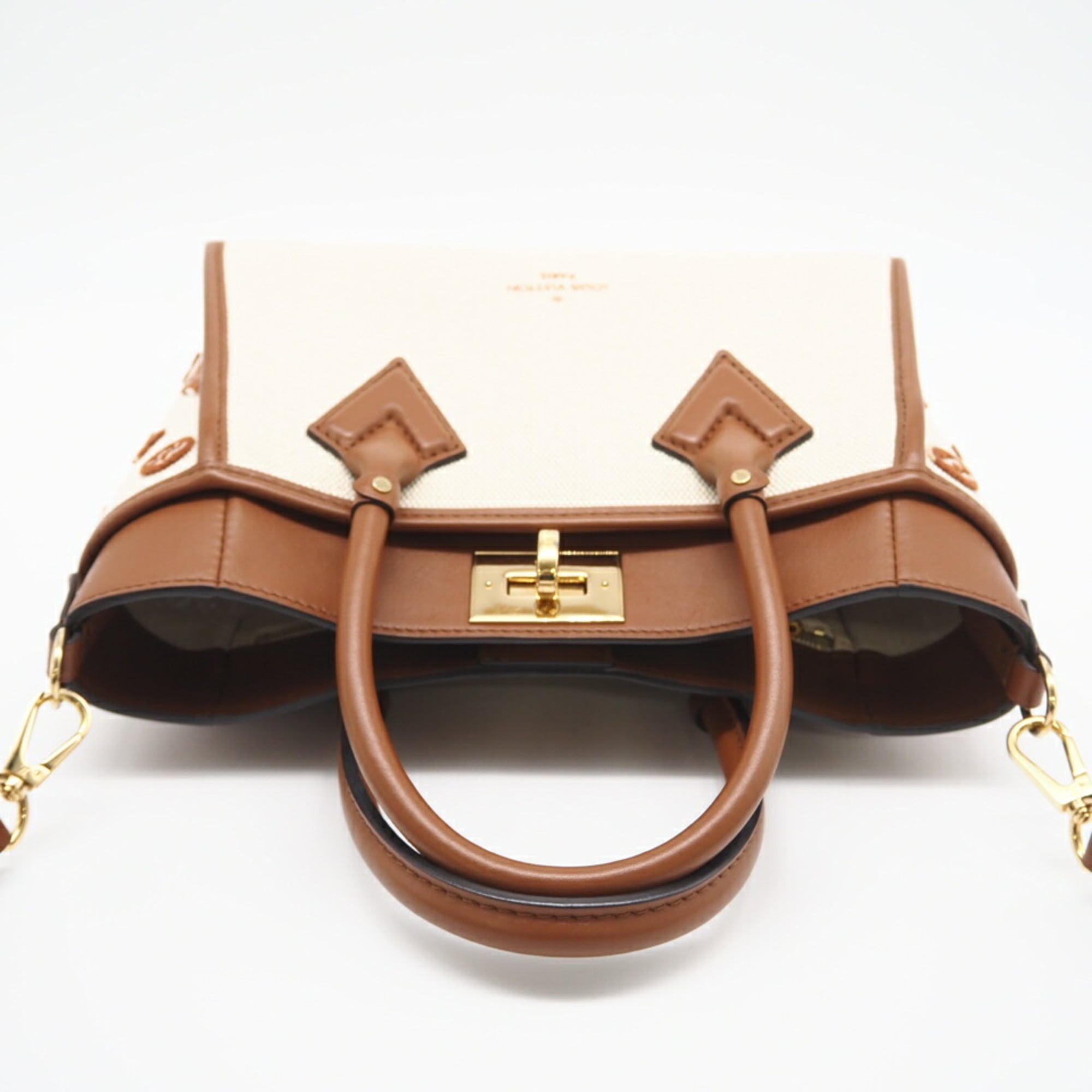 Louis Vuitton Beige Brown Canvas Leather Shoulder Bag (Pre-Owned)