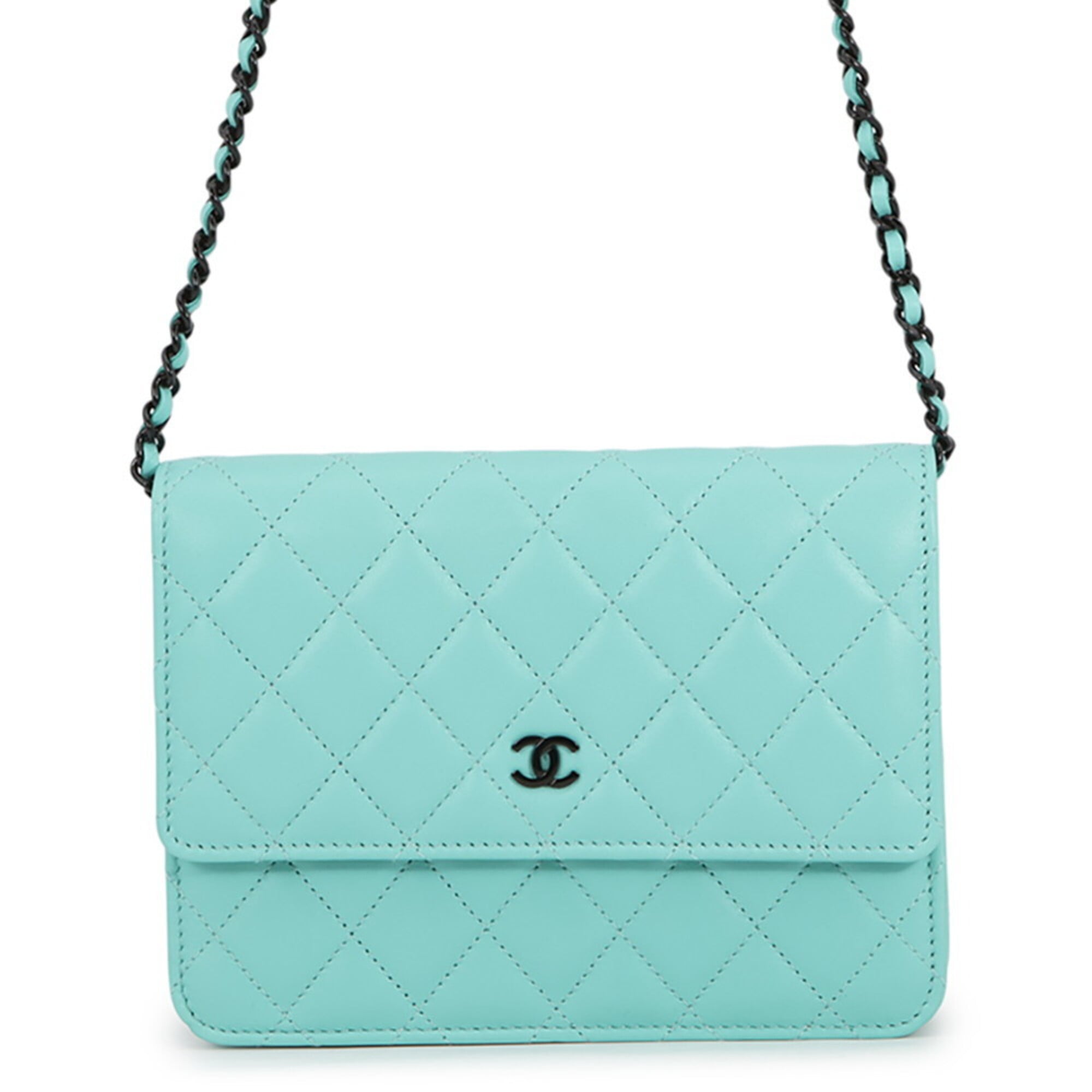 Chanel Black Turquoise Chain/Shoulder Wallet (Pre-Owned)