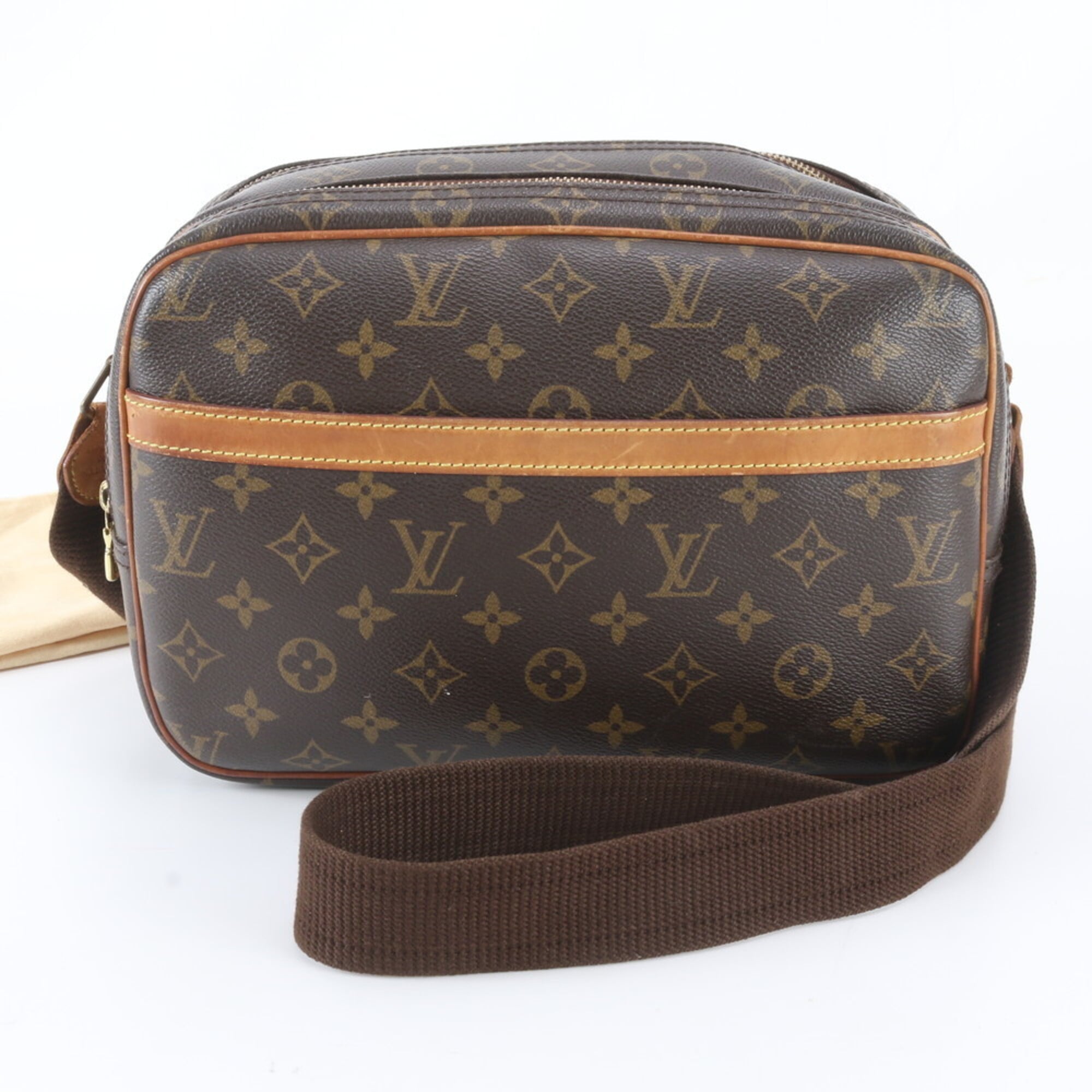 Louis Vuitton Monogram Brown Leather Coated Canvas Shoulder Bag (Pre-Owned)