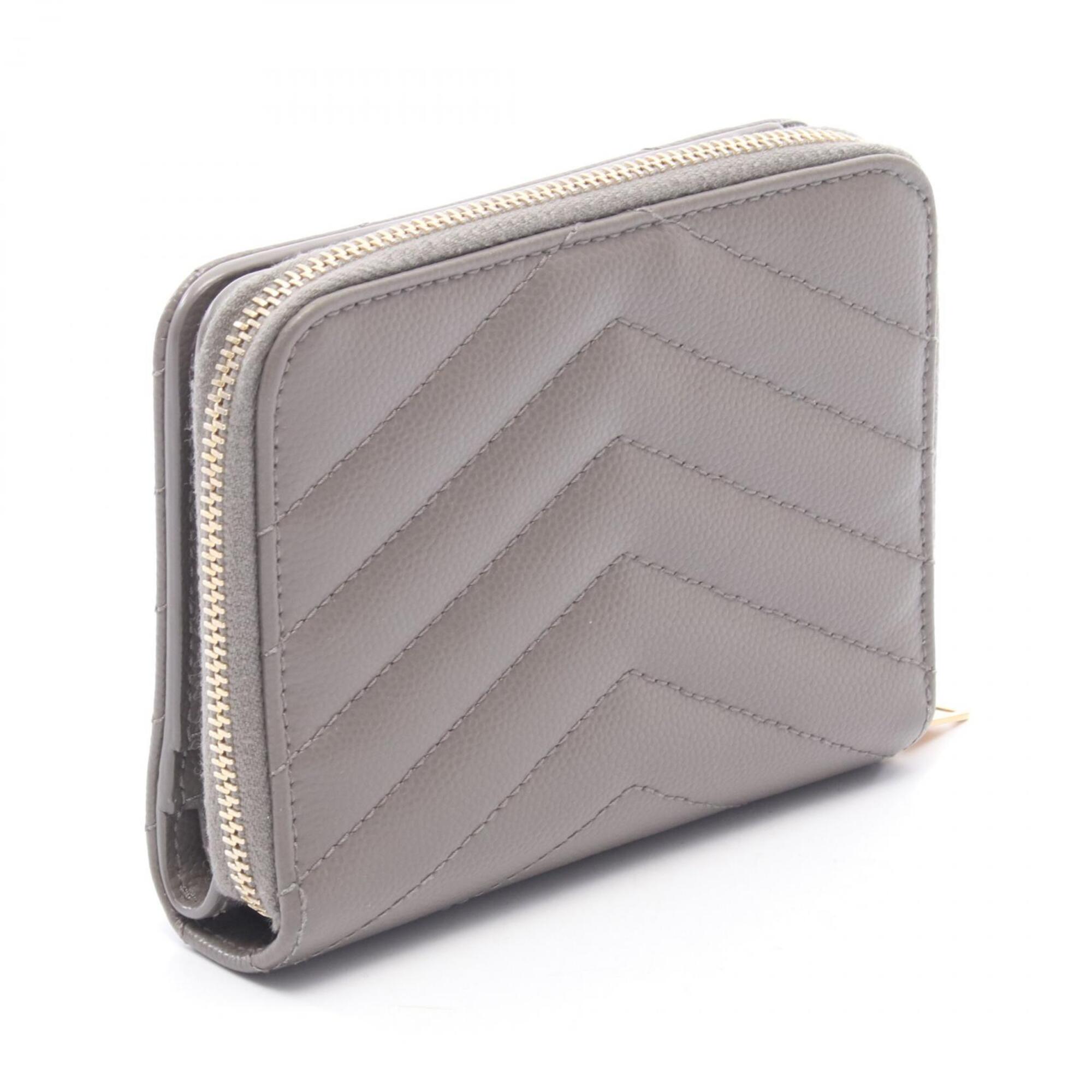 Yves Saint Laurent Gray Leather Wallet (Bi-Fold) (Pre-Owned)