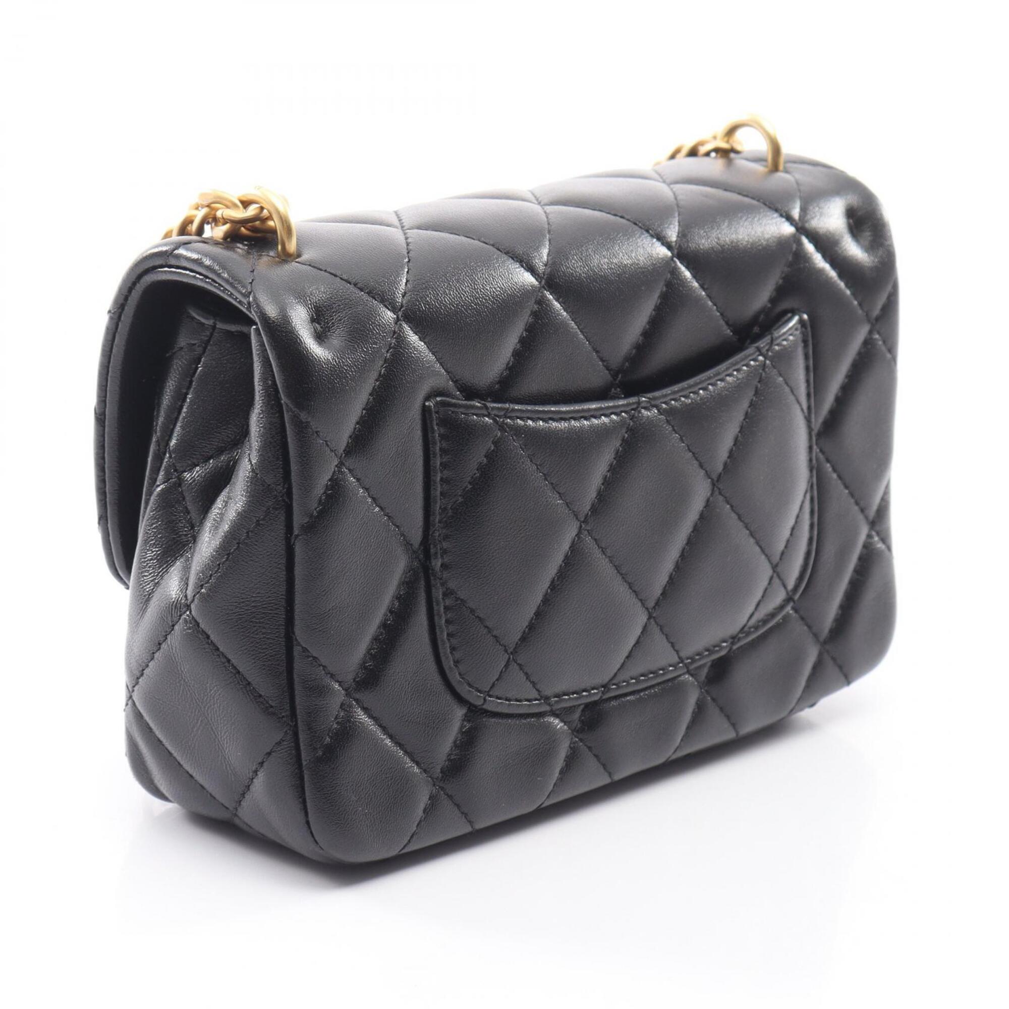Chanel Black Leather Handbag Shoulder Bag (Pre-Owned)