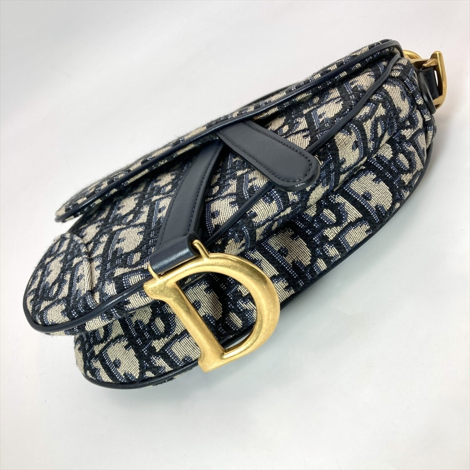 Christian Dior Navy Canvas Saddle Bag Shoulder Bag (Pre-Owned)