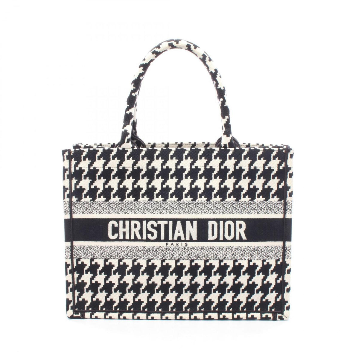 Christian Dior Black White Canvas Handbag Tote Bag (Pre-Owned)