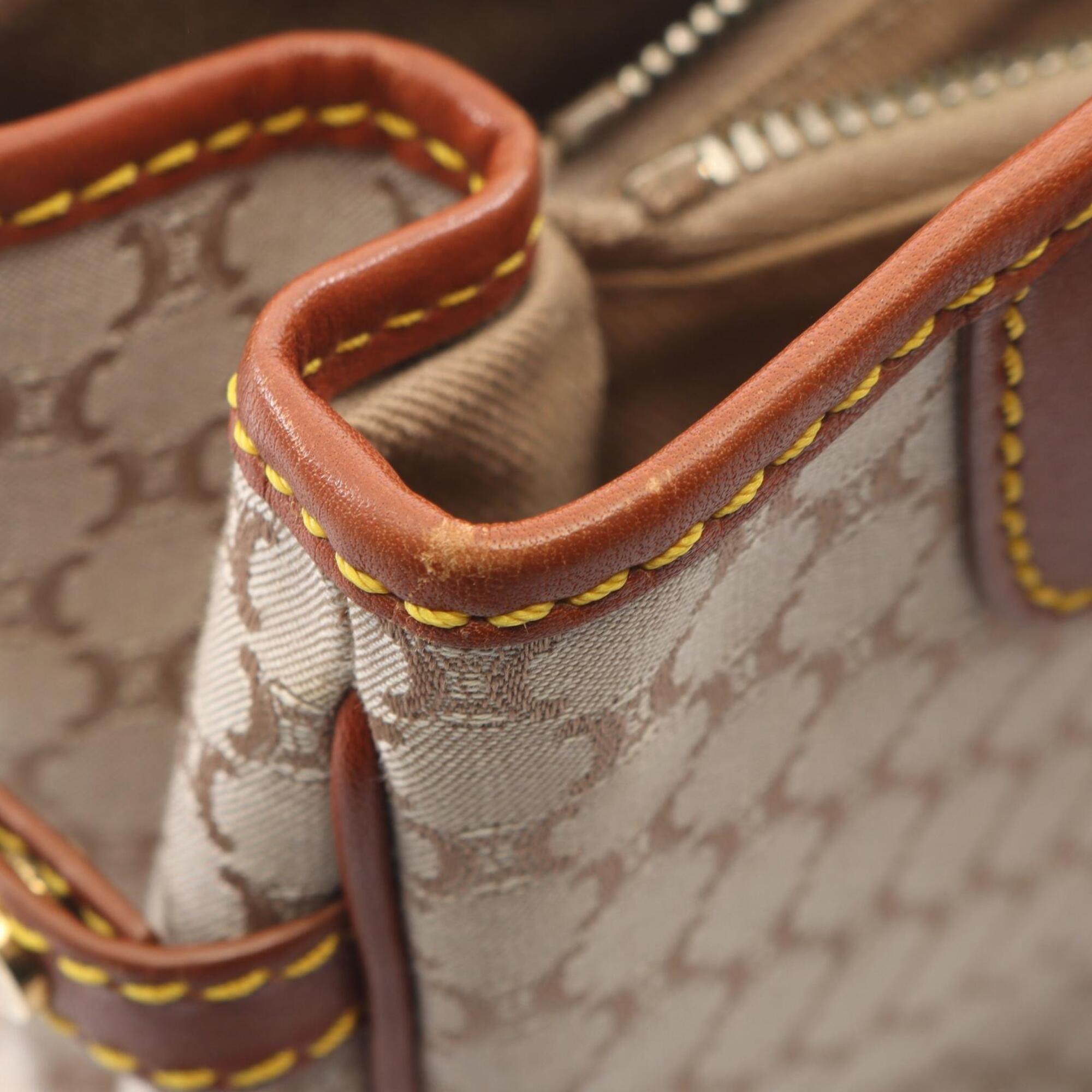 Celine Beige Brown Canvas Leather Handbag Tote Bag (Pre-Owned)