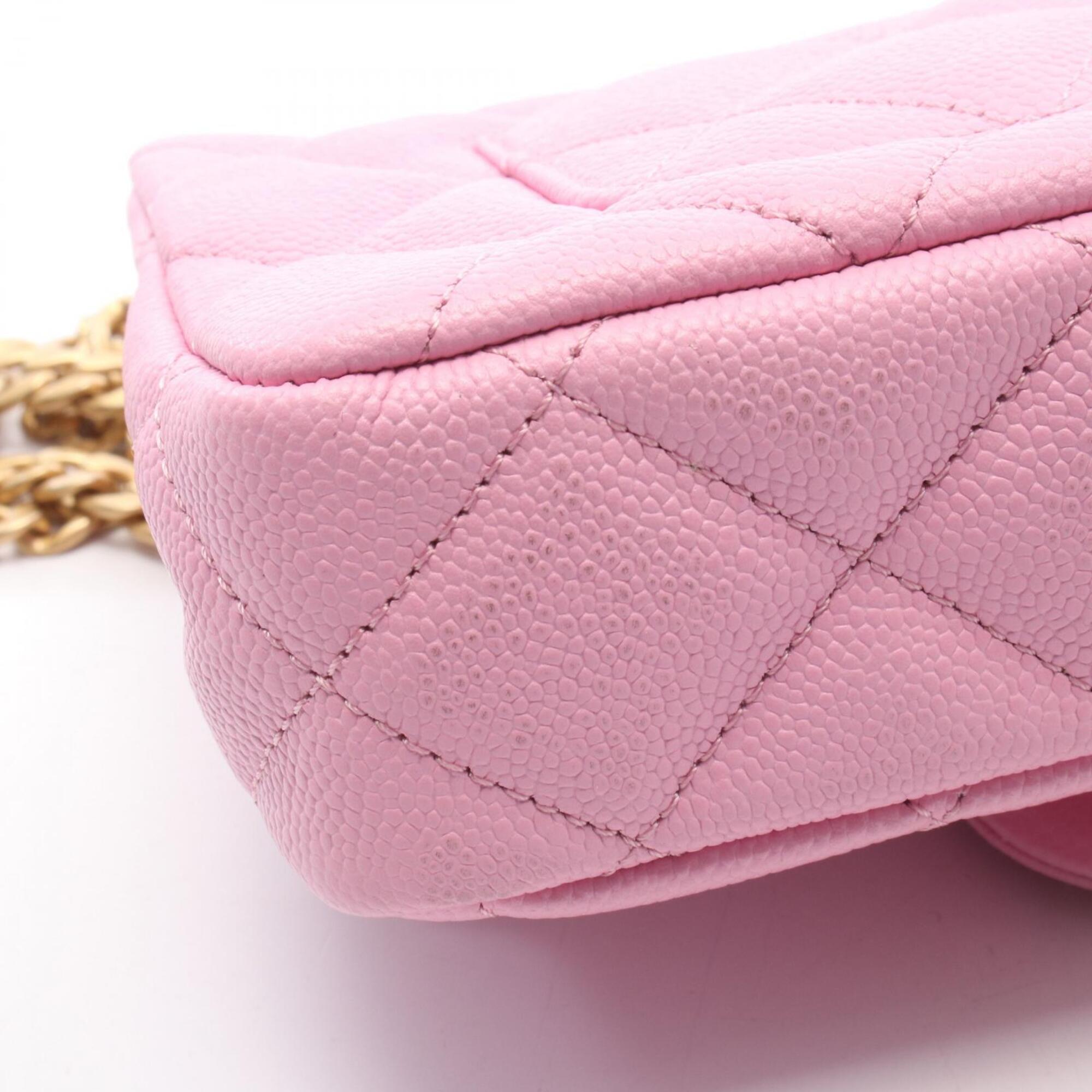 Chanel Pink Grained Calfskin Handbag Shoulder Bag (Pre-Owned)