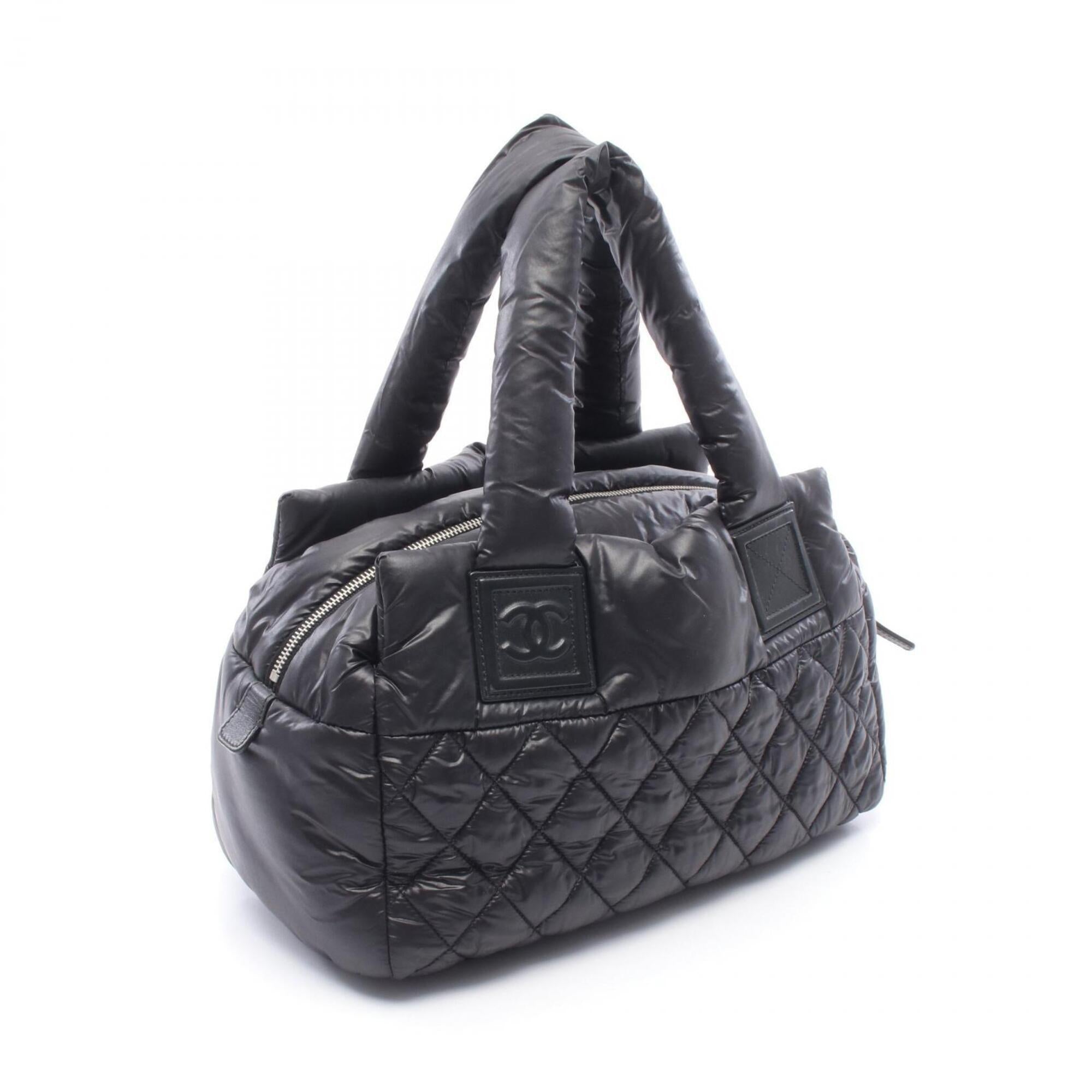 Chanel Black Nylon Leather Handbag (Pre-Owned)