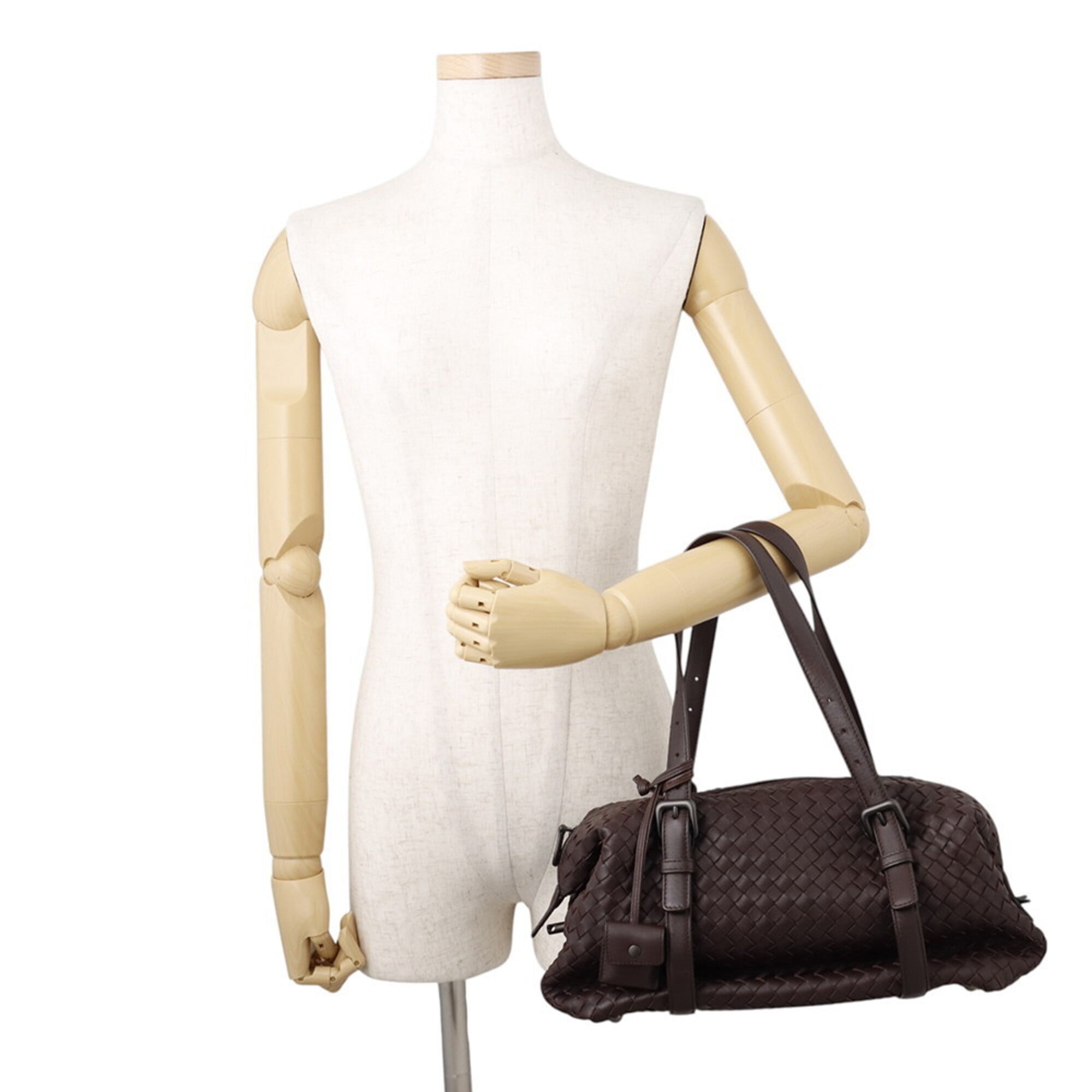 Bottega Veneta Intrecciato Bordeaux Leather Handbag (Pre-Owned)