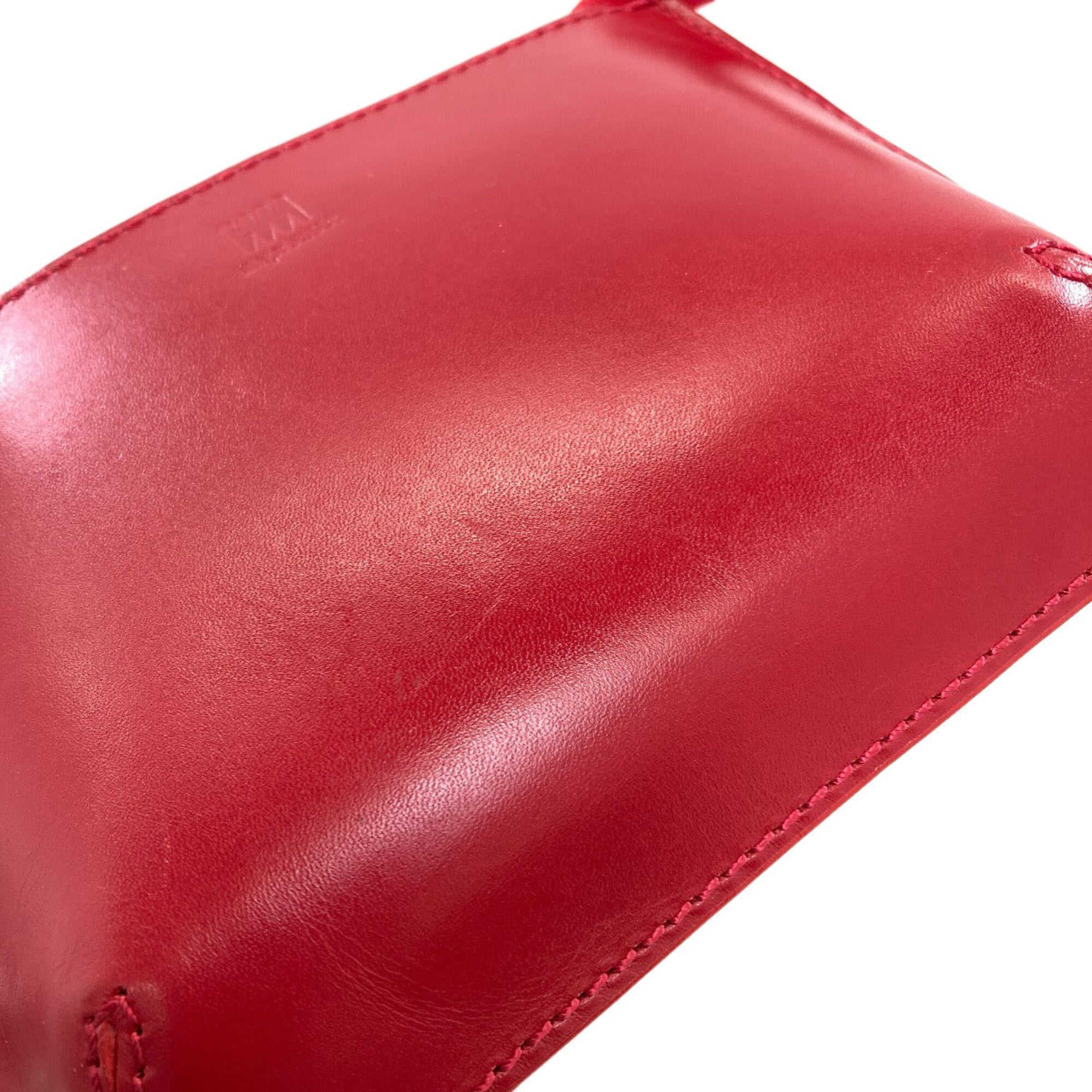 Issey Miyake Red Color Leather Shoulder Bag (Pre-Owned)