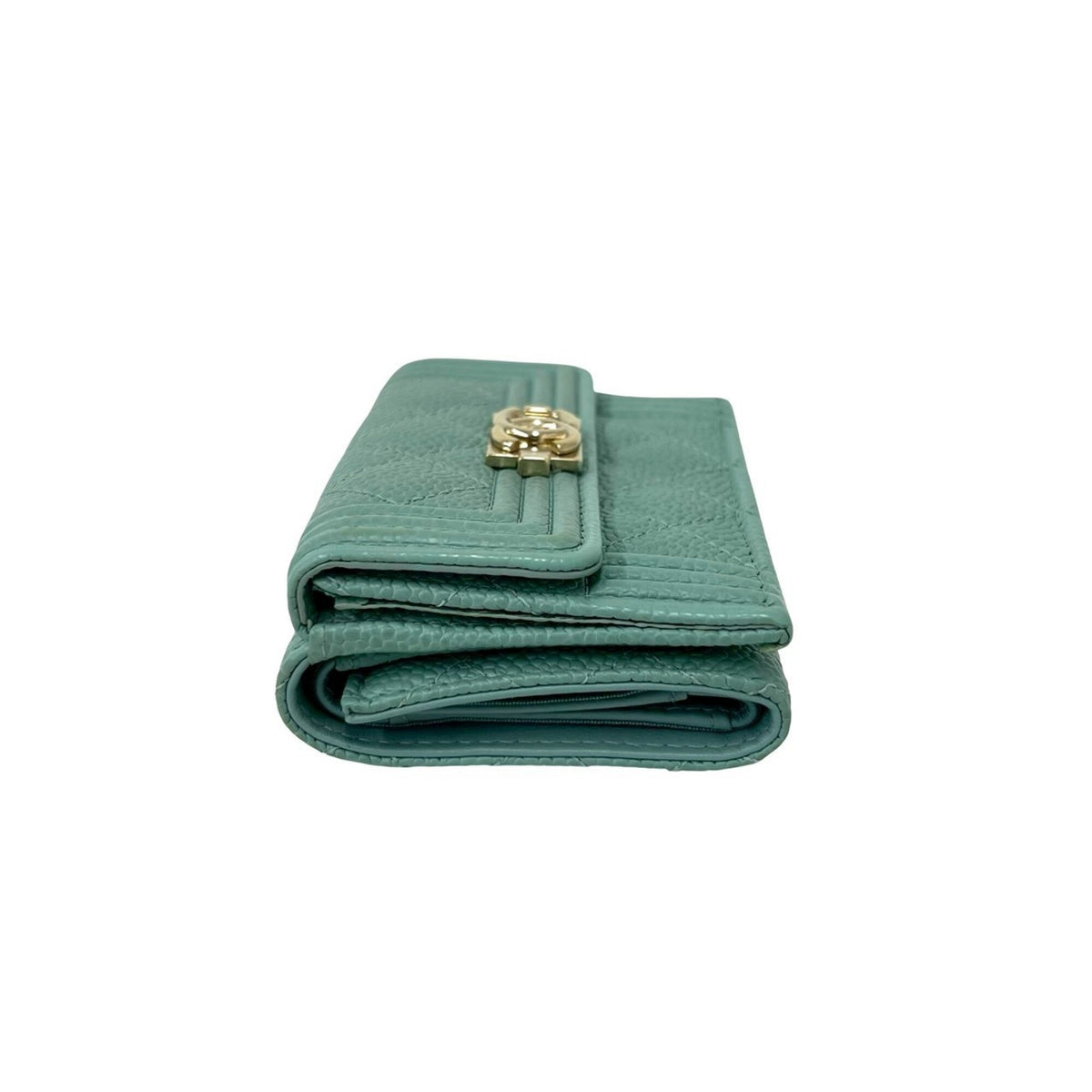 Chanel Blue Grained Calfskin Wallet (Tri-Fold) (Pre-Owned)
