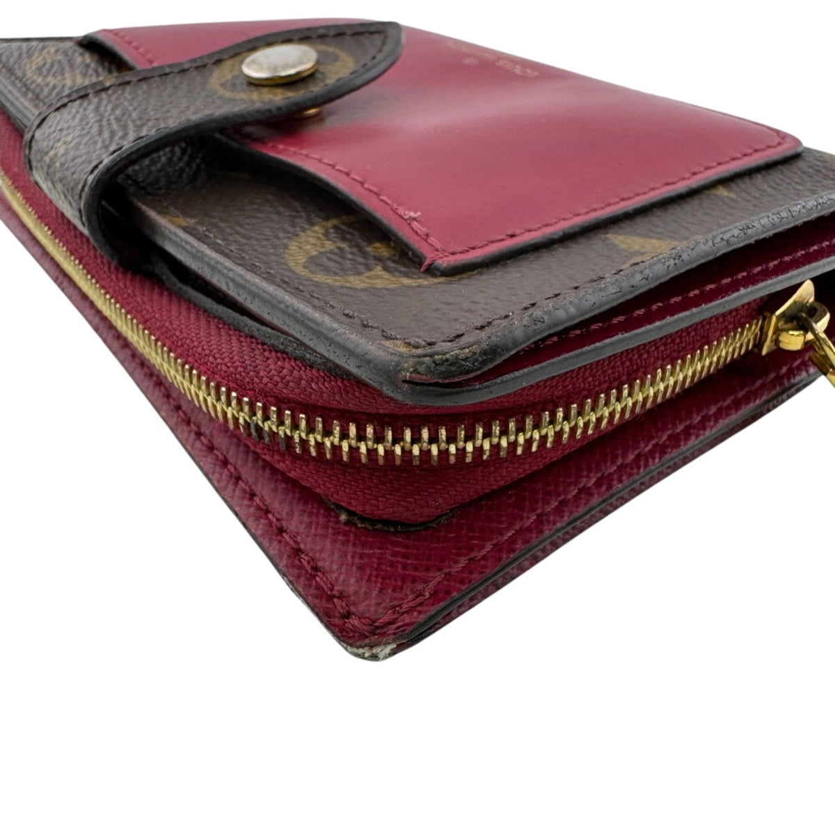 Louis Vuitton Monogram Brown Red Color Leather Wallet (Bi-Fold) (Pre-Owned)