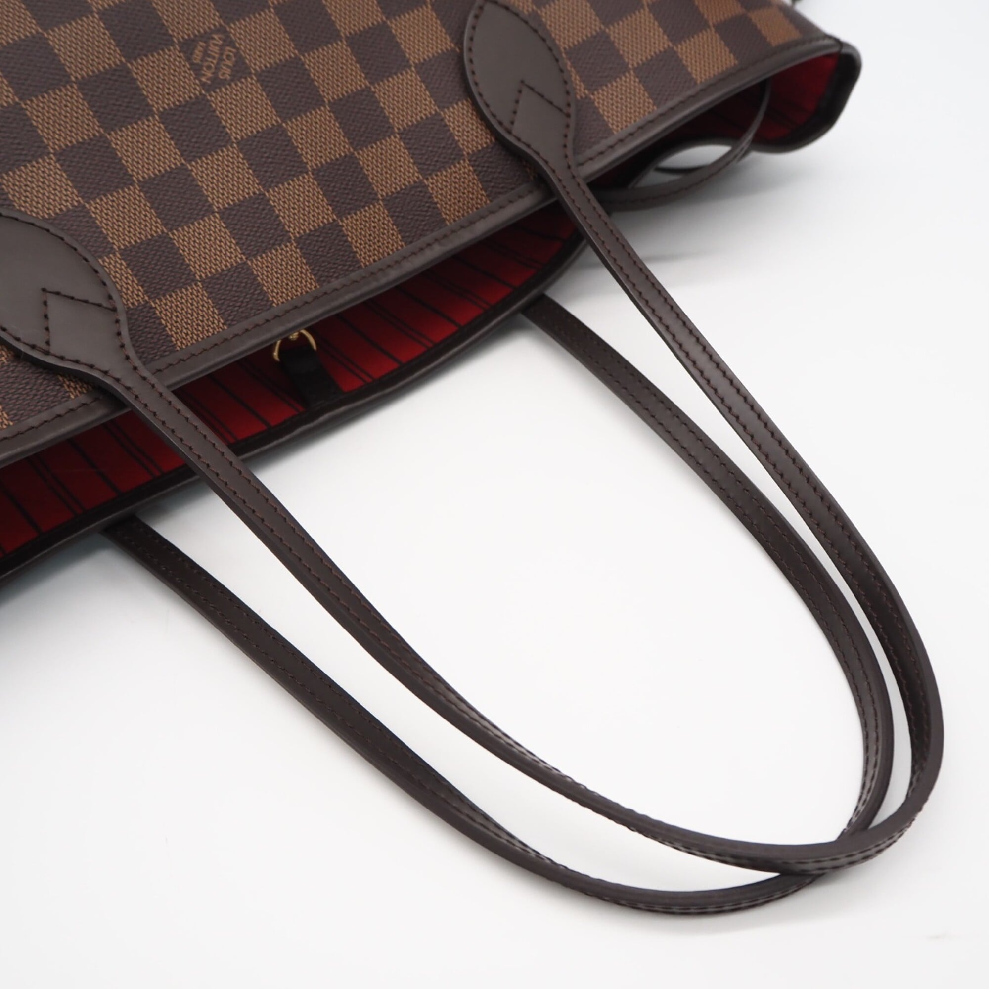 Louis Vuitton Beige Brown Coated Canvas Leather Handbag Pouch (Pre-Owned)