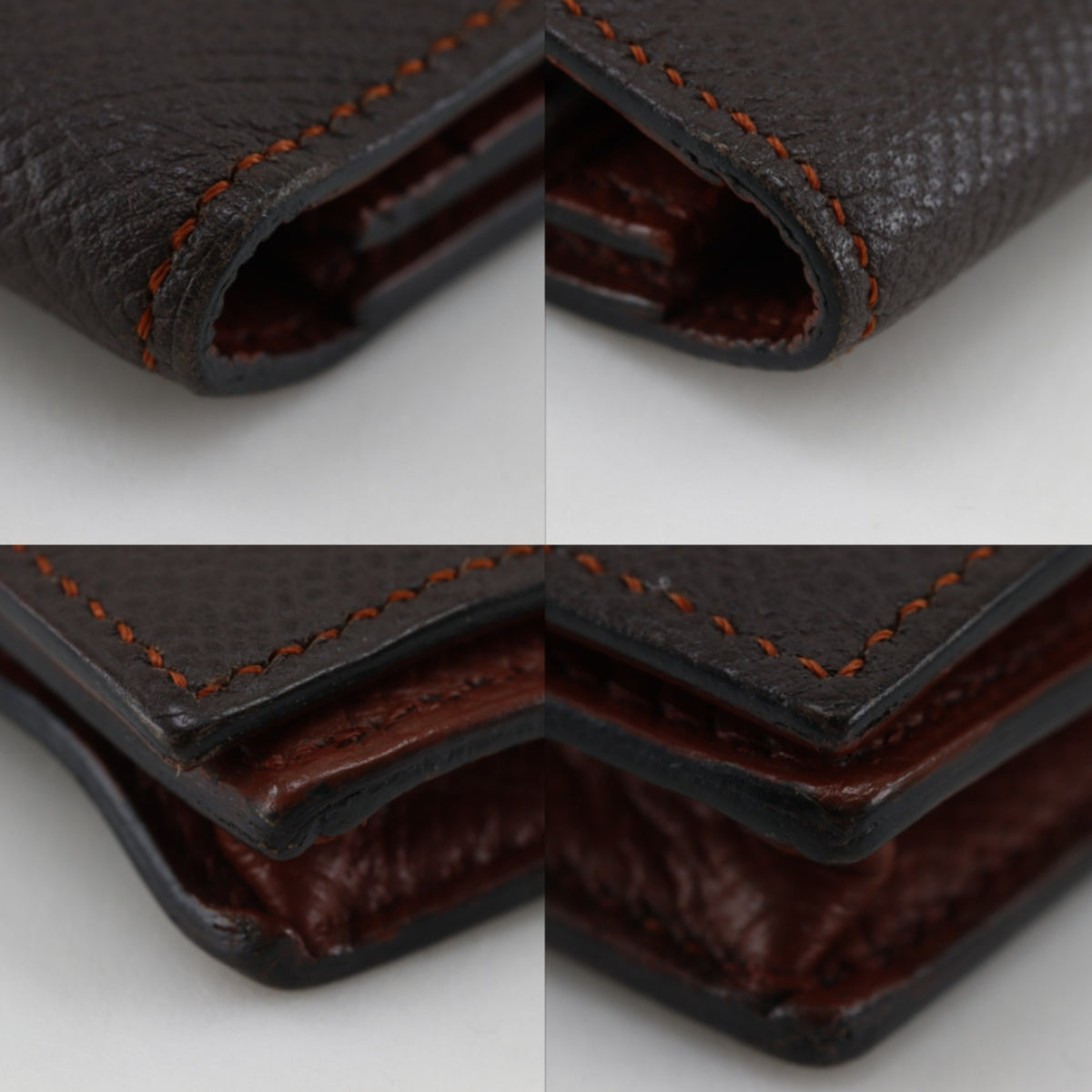 Hermes Bicolor Brown Epsom Leather Long Wallet (Bi-Fold) (Pre-Owned)