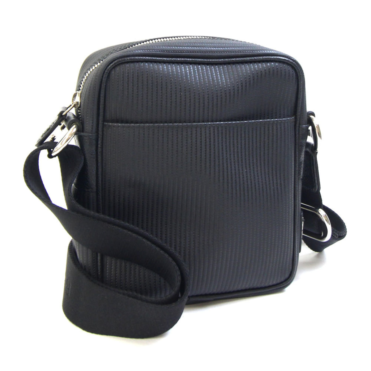 Bvlgari Millerighe Black Coated Canvas Leather Shoulder Bag (Pre-Owned)