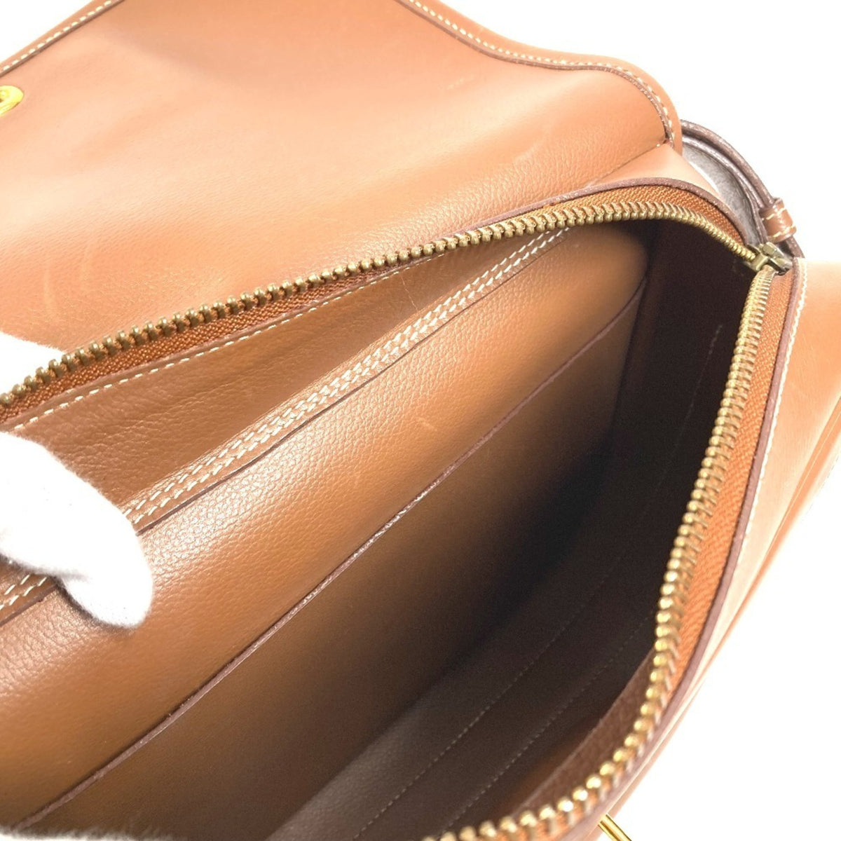 Hermes Brown Leather Handbag Shoulder Bag (Pre-Owned)