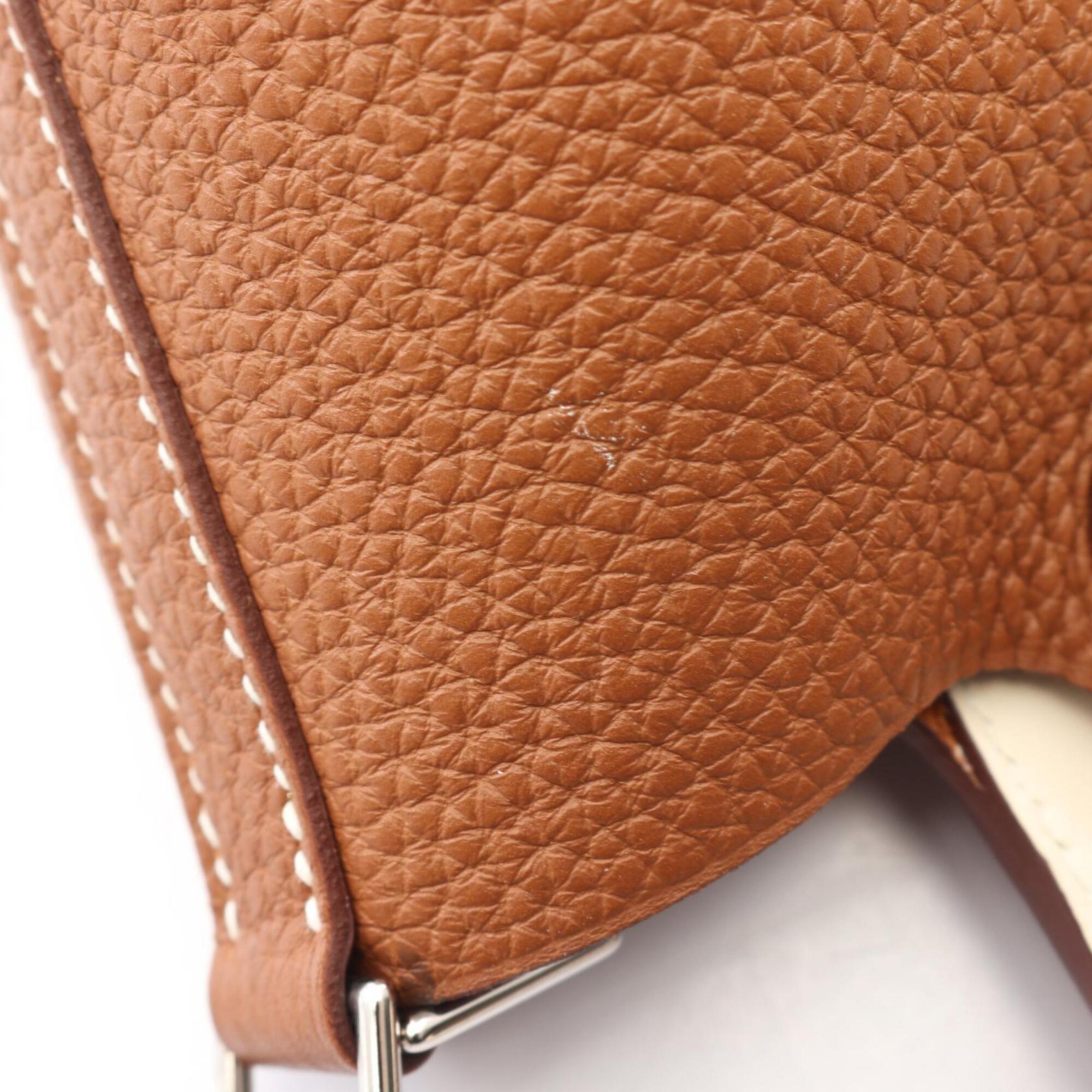 Hermes Brown Ivory Taurillon Clemence Leather Swift Leather Handbag (Pre-Owned)