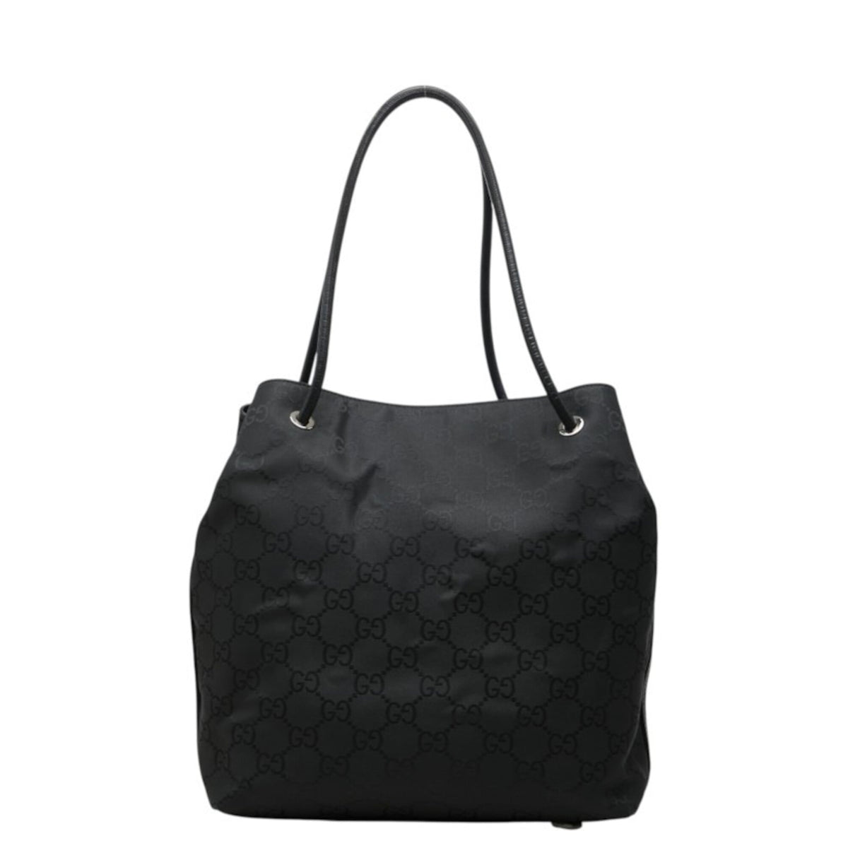 Gucci Black Nylon Leather Shoulder Bag Tote Bag (Pre-Owned)