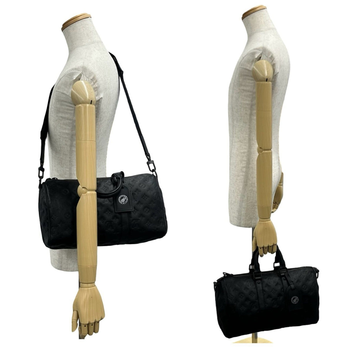 Louis Vuitton Black Leather Handbag Shoulder Bag (Pre-Owned)