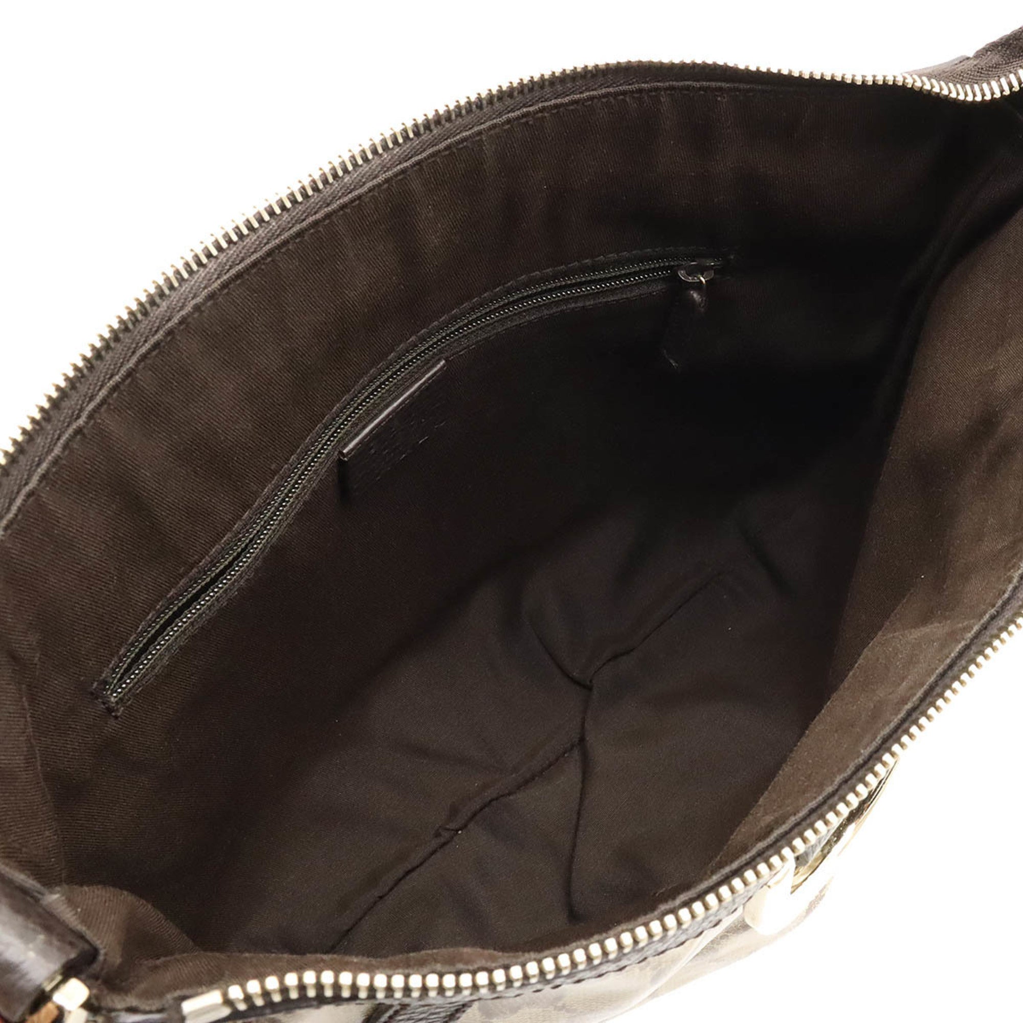 Gucci Beige Dark Brown Coated Canvas Leather Shoulder Bag (Pre-Owned)