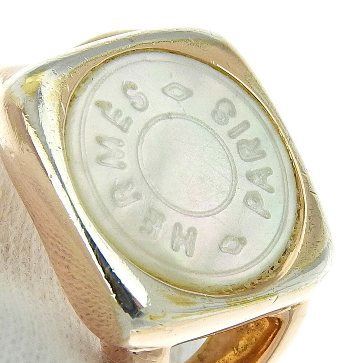 Hermes Gold Plating Shell Band Ring (Pre-Owned)