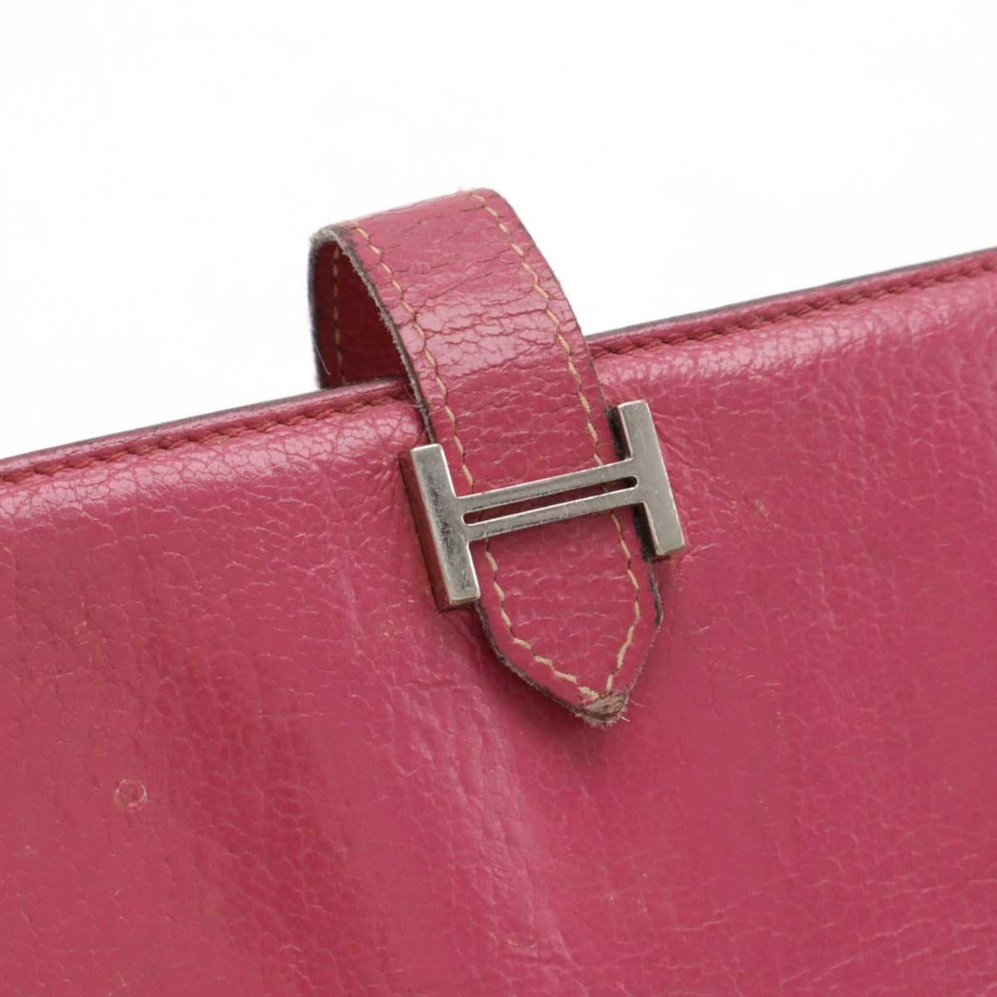 Hermes Pink Leather Long Wallet (Tri-Fold) (Pre-Owned)