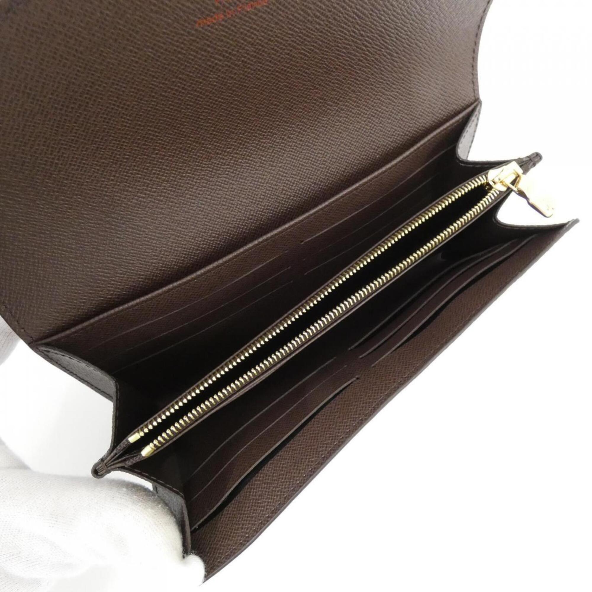 Louis Vuitton Damier Brown Ebene Coated Canvas Long Wallet (Bi-Fold) (Pre-Owned)