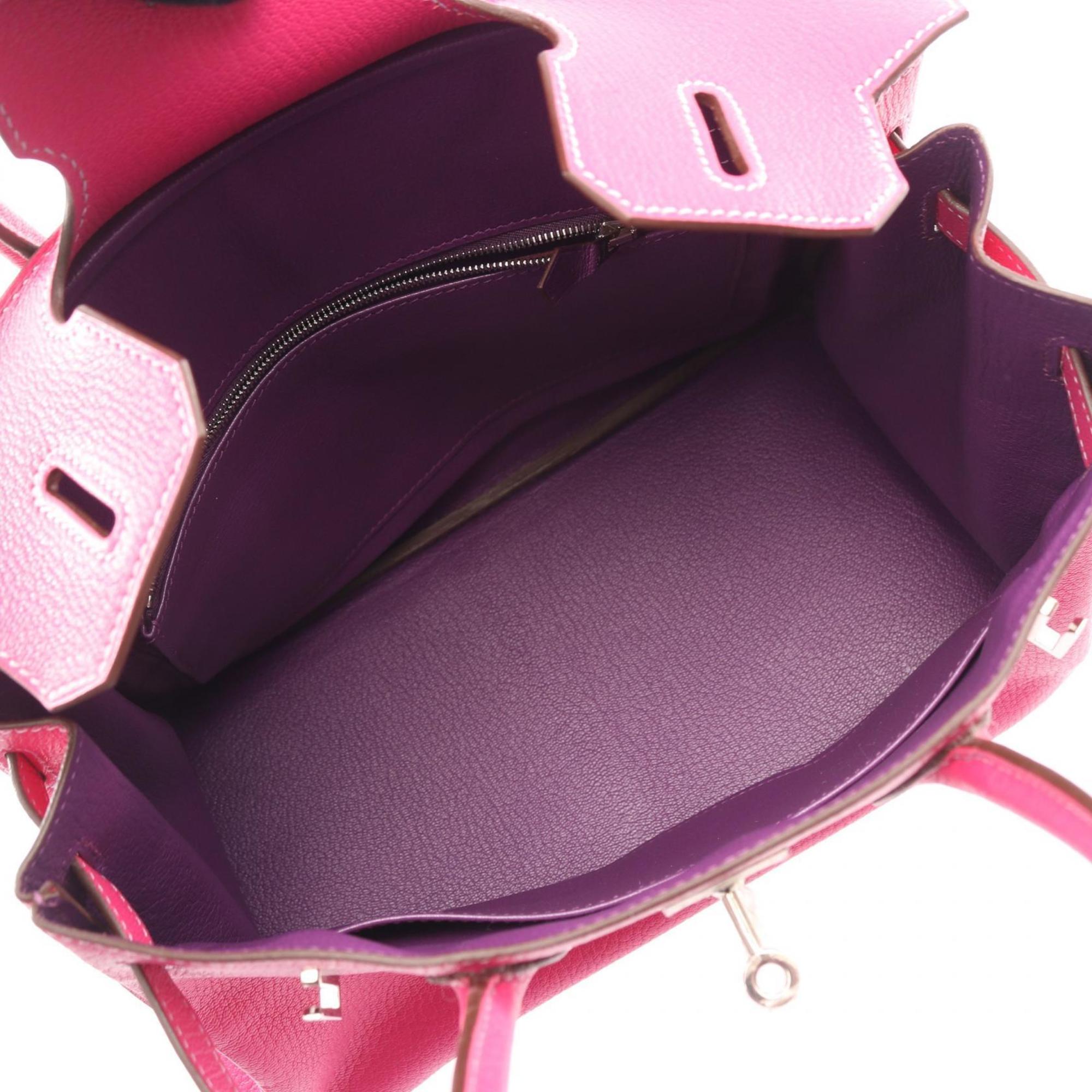 Hermes Cyclamen Pink Purple Rose Shocking Chevre Leather Leather Handbag (Pre-Owned)