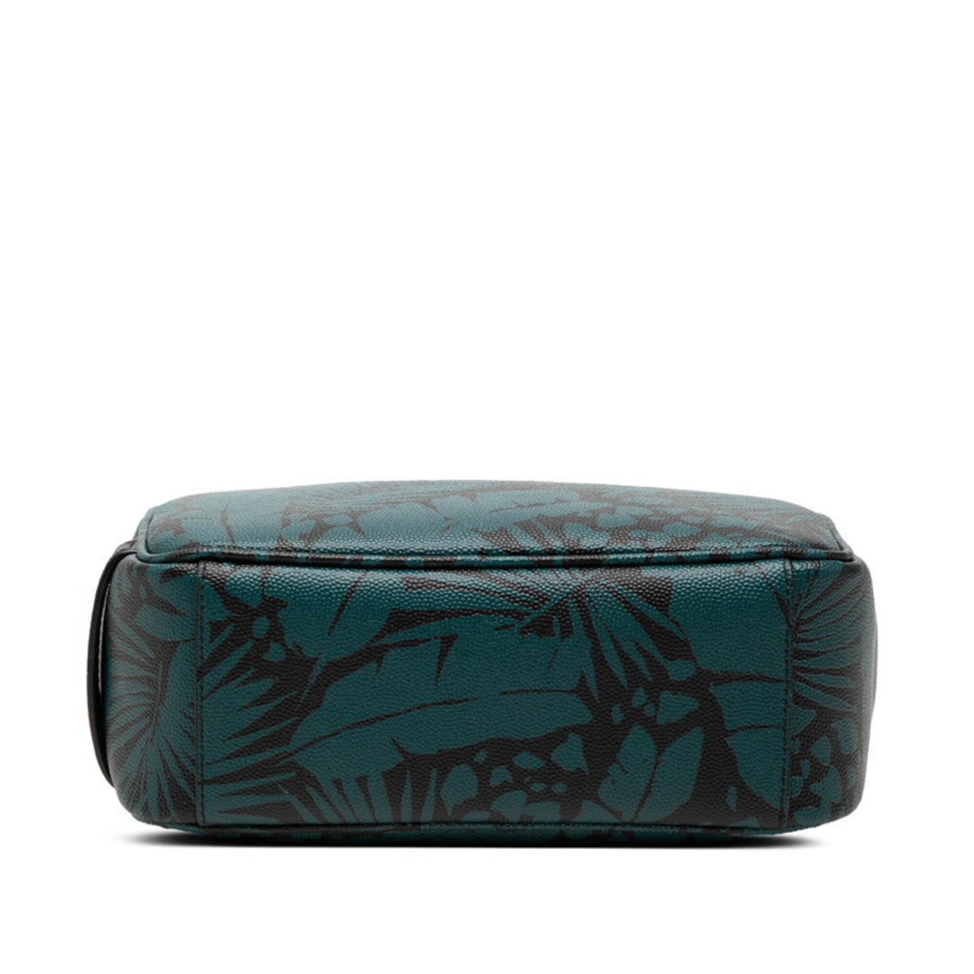 Saint Laurent Black Green Embossed Clutch Bag Handbag (Pre-Owned)