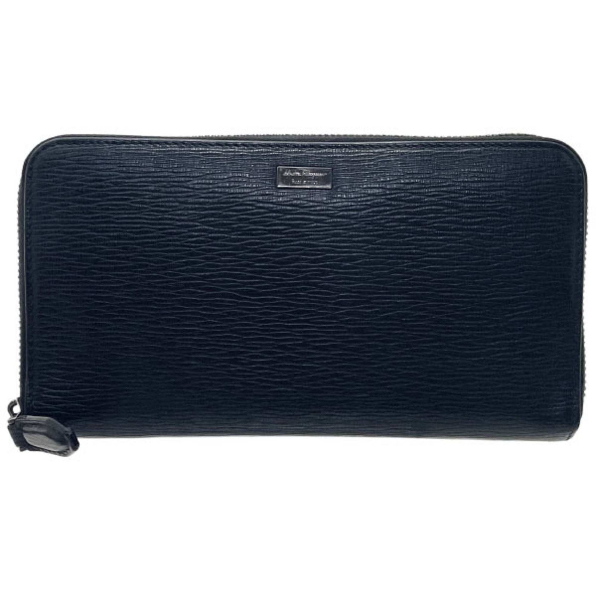 Salvatore Ferragamo Black Leather Long Wallet (Bi-Fold) (Pre-Owned)
