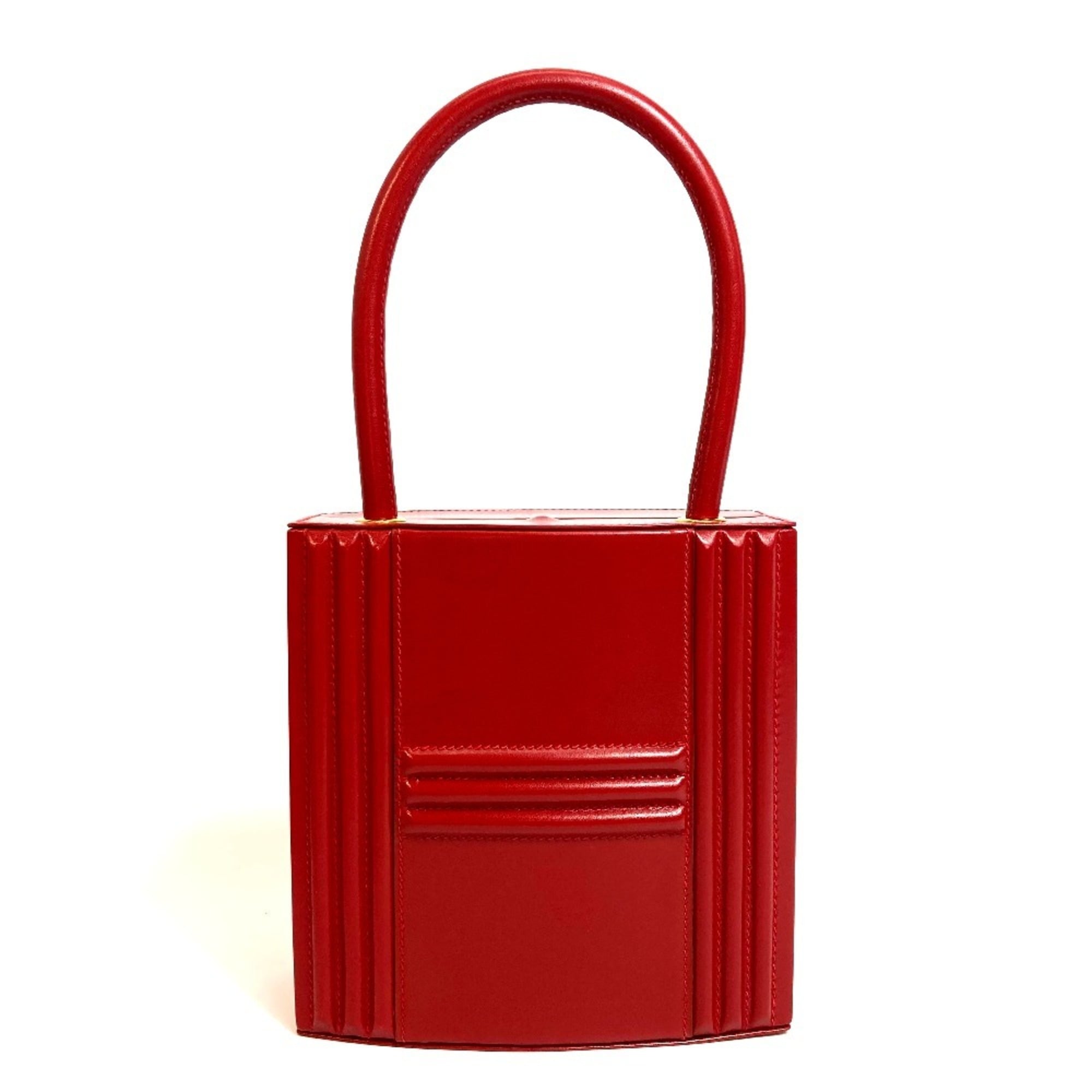 Hermes Red Color Rouge Vif Box Calf Leather Handbag (Pre-Owned)