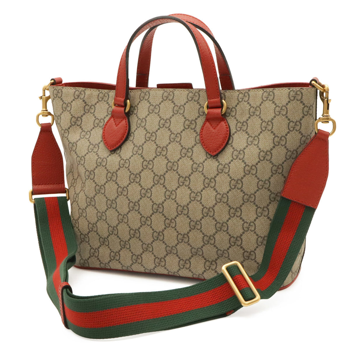 Gucci Beige Beige Pink Green Pink Pink Red Red Color Yellow Gg Supreme Shoulder Bag Tote Bag (Pre-Owned)