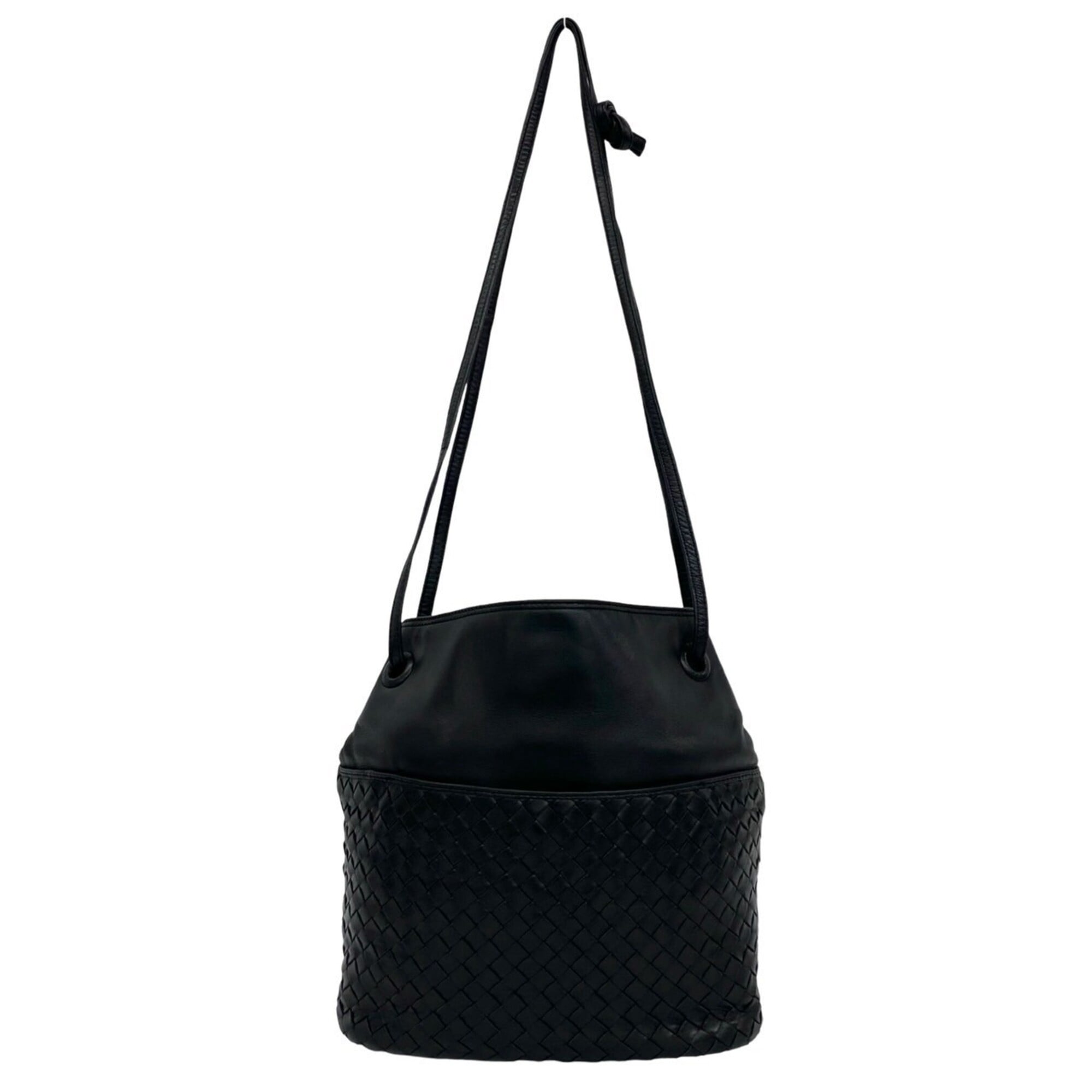 Bottega Veneta Black Leather Shoulder Bag Tote Bag (Pre-Owned)