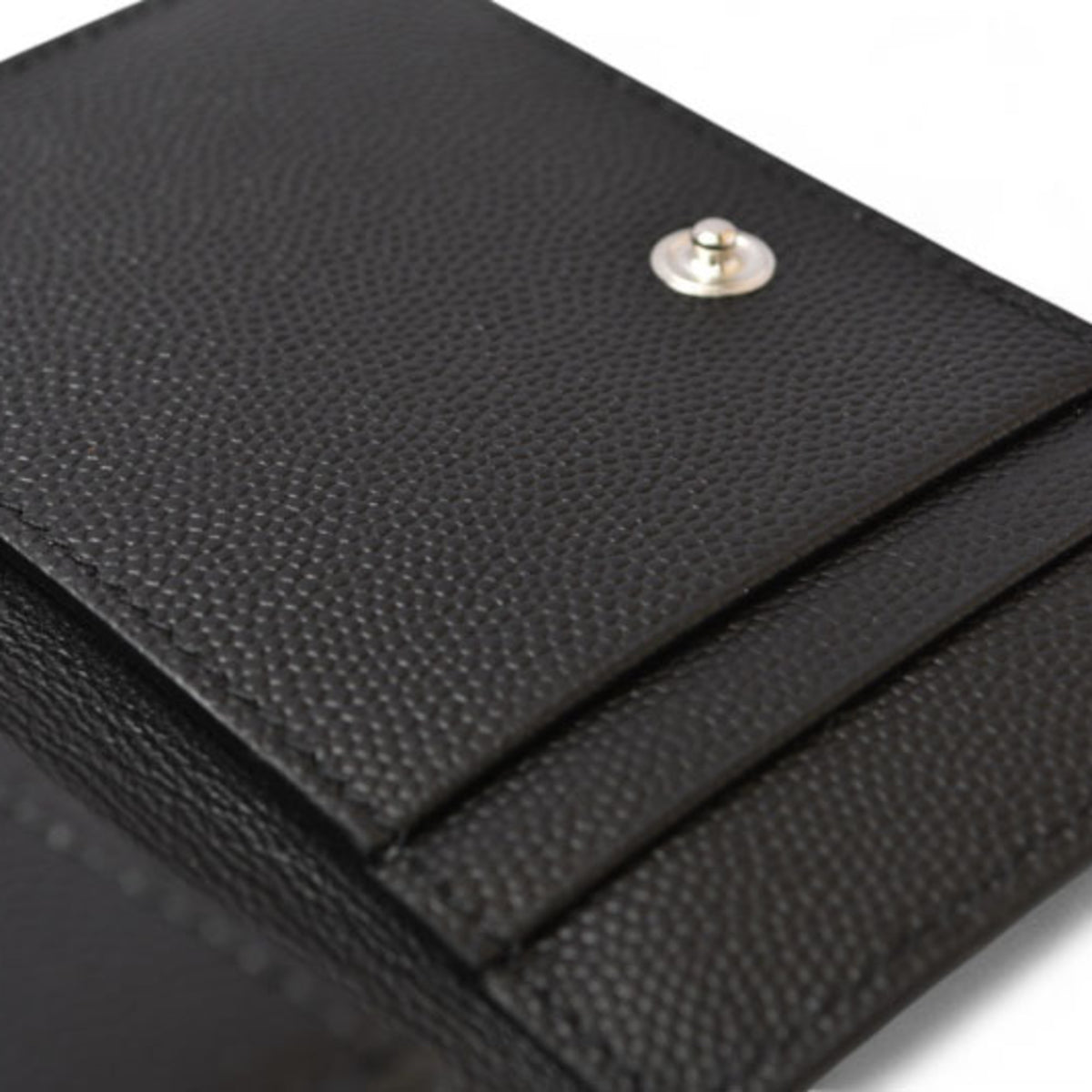 Saint Laurent Silver Black Leather Coin Purse/Coin Case (Pre-Owned)